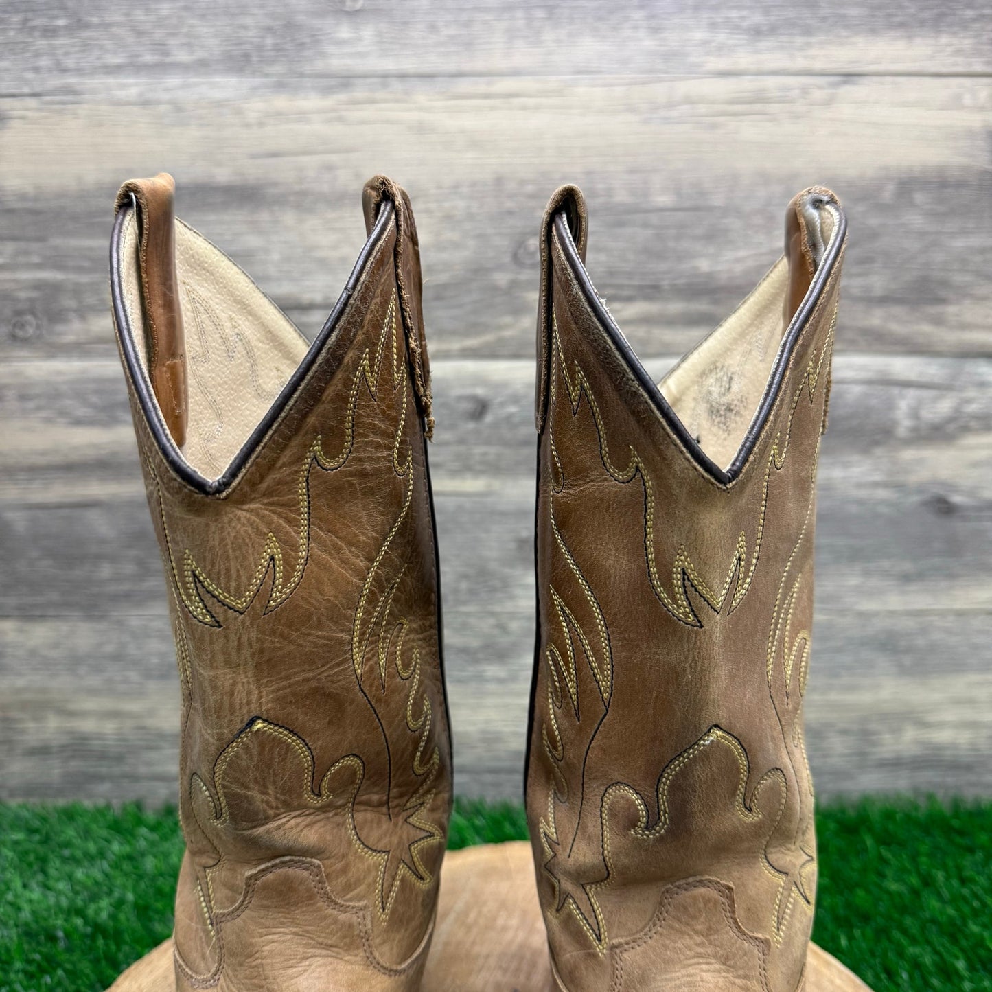 Old West Youth - Size 4.5 - Tan Cowboy Boots CCY7129G