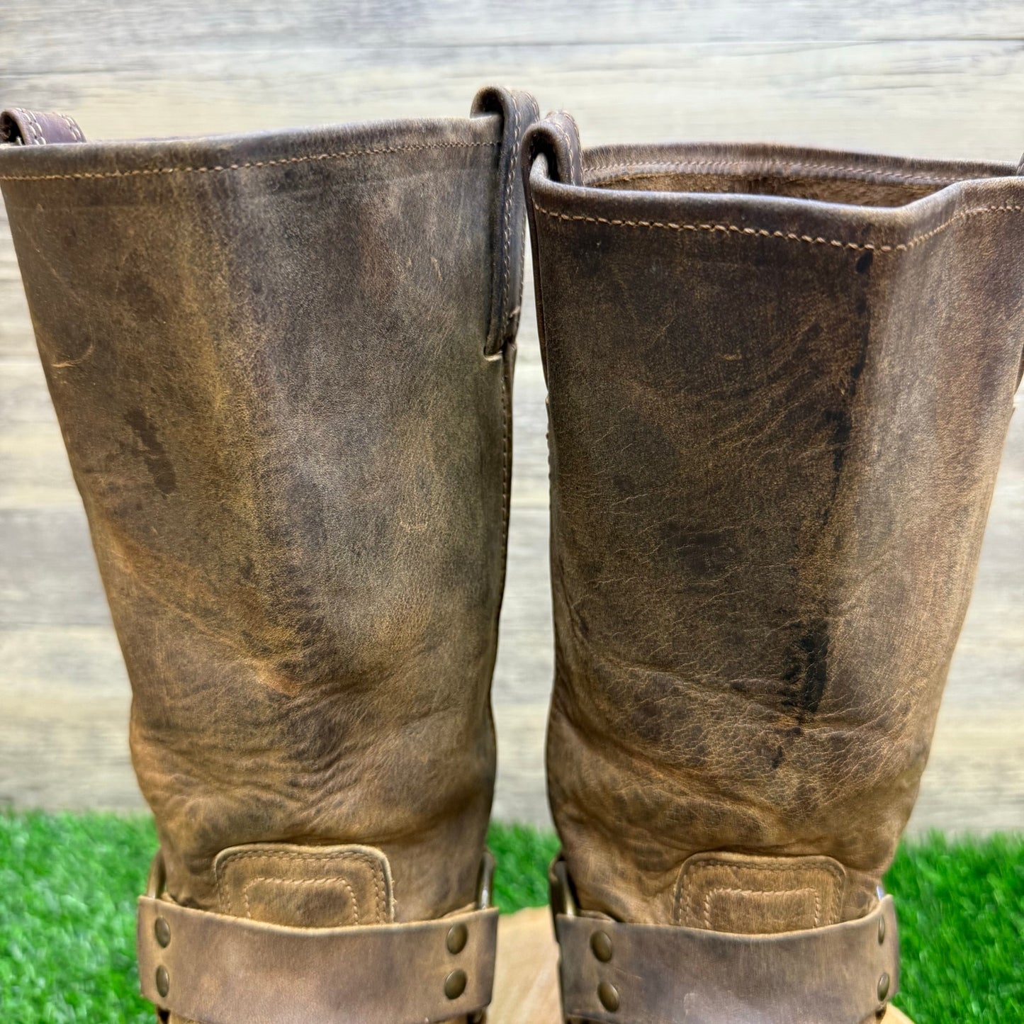 Frye Women - Size 10M - Brown Harness Square Toe Moto Boots Style 77300-3