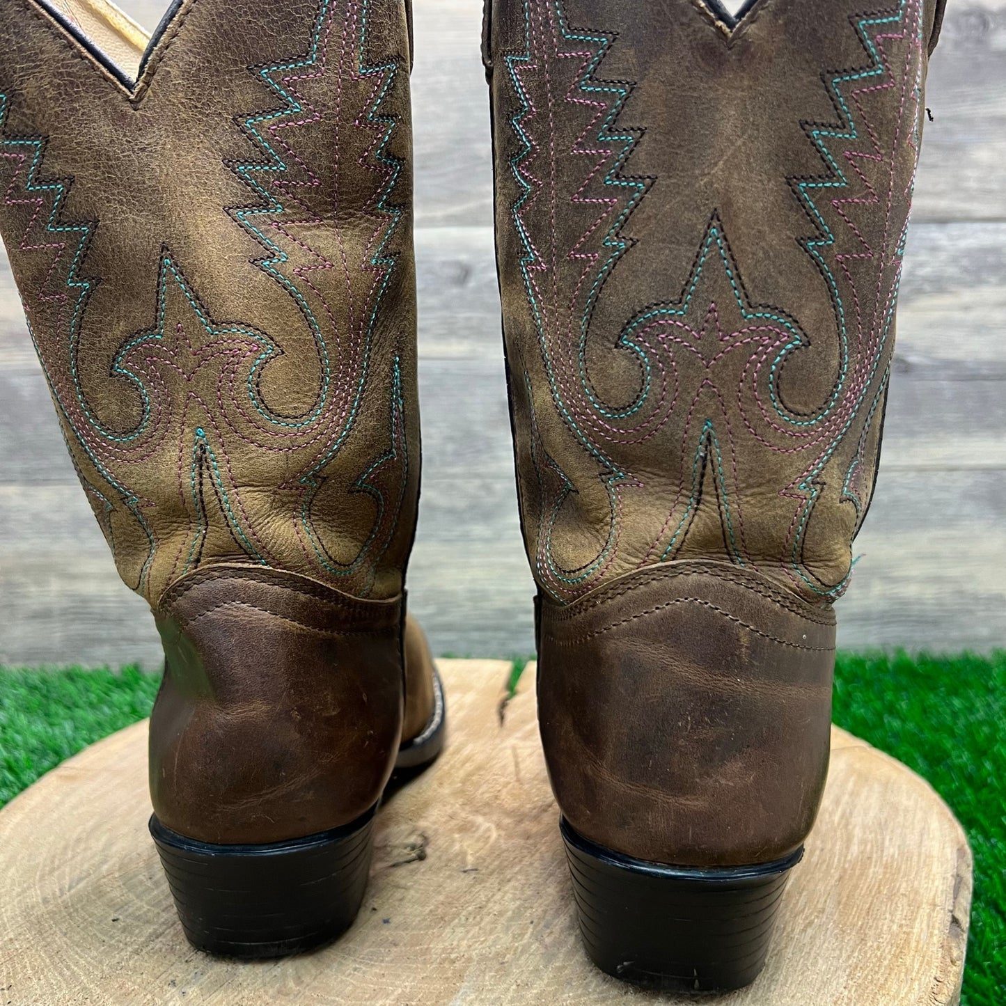 Smoky Mountain Youth - Size 4.5D - Brown / Pink Stitched Cowboy Boots 3531Y