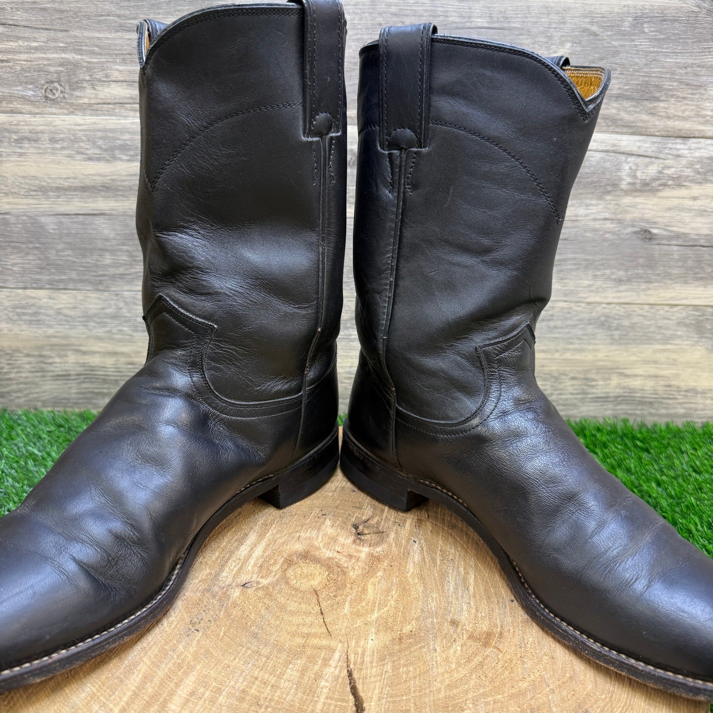 Justin Men - Size 9D - Black Roper Cowboy Boots Style 3133