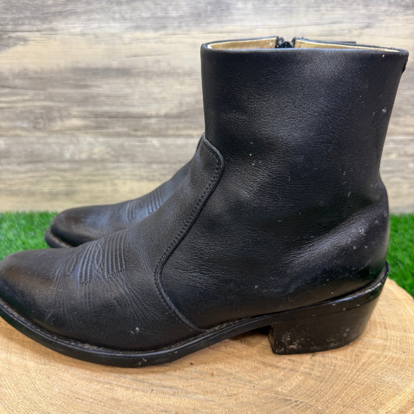 Durango Men - Size 9EE - Black Ankle Zipper Western Cowboy Boots Style TR820