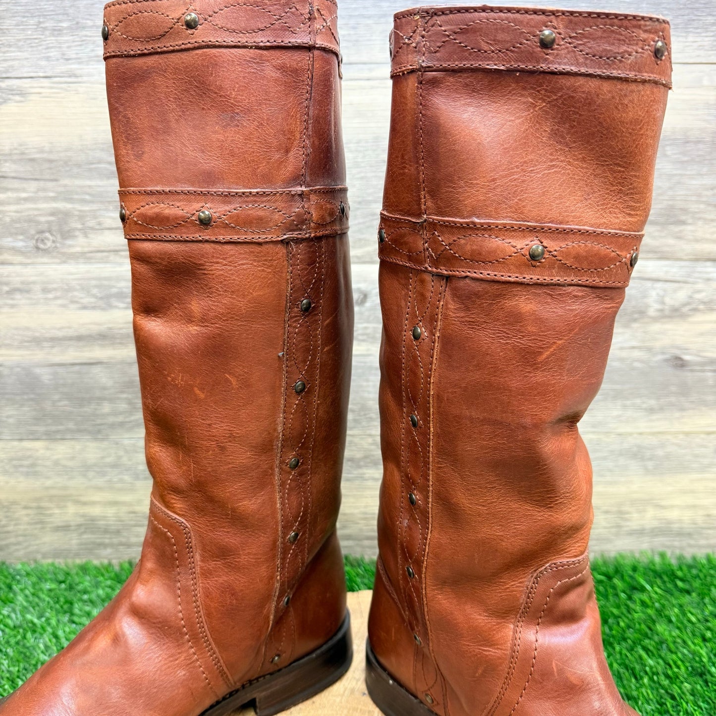 Frye Women - Size 9B - Brown Tall Studded Boots 77901
