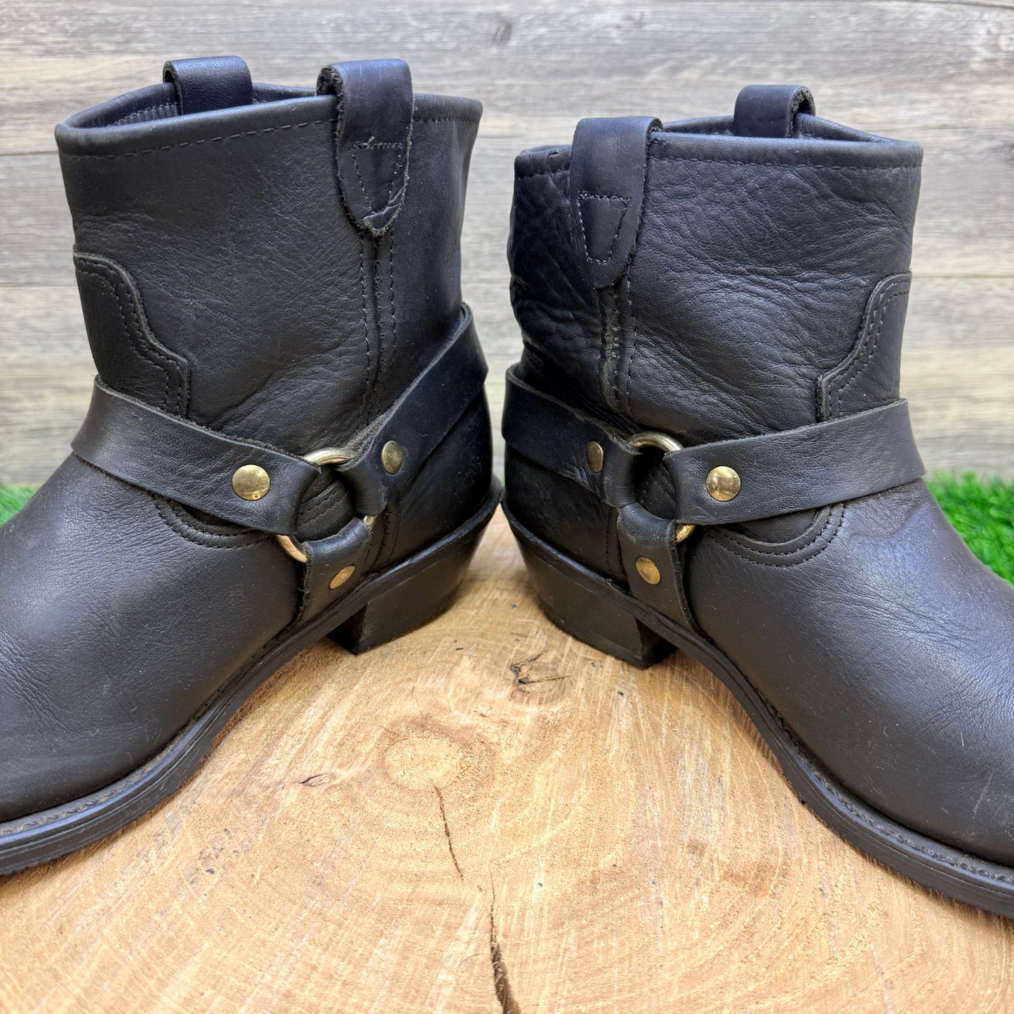 Double H Men - Size 7 - Black Harness Ankle Boots