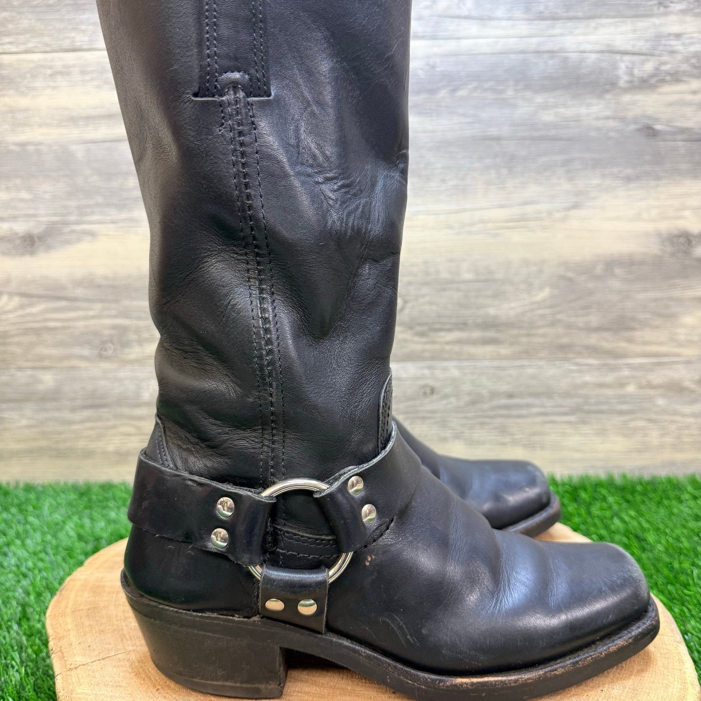 Frye Women - Size 6.5M - Black Moto Square Toe Cowboy Boots 77300