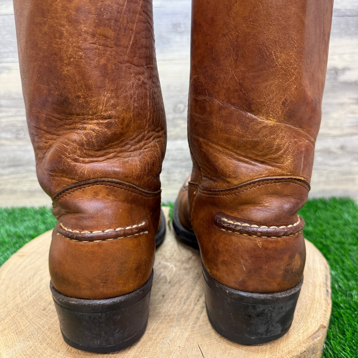 Double H Men - Size 11EE - Vintage Saddle Brown Braided Cowboy Boots 77385474