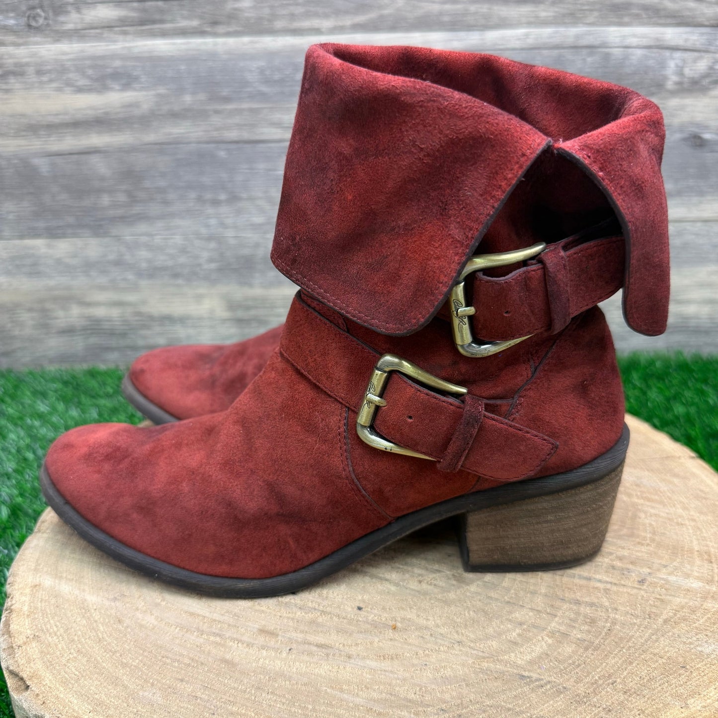 Donald J. Pliner Women - Size 7M - Red Suede Harness Boots Style Danee