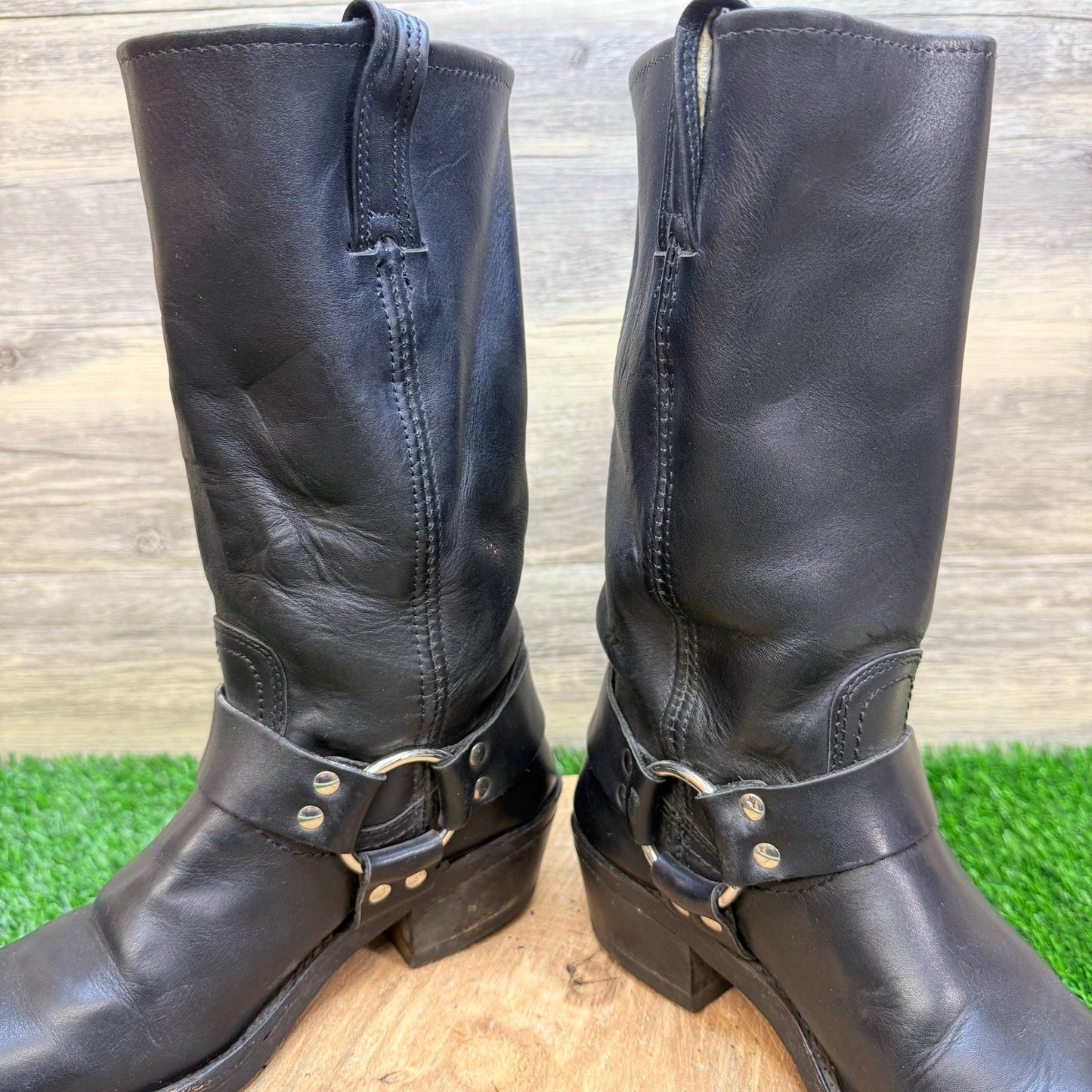 Frye Women - Size 6.5M - Black Moto Square Toe Cowboy Boots 77300