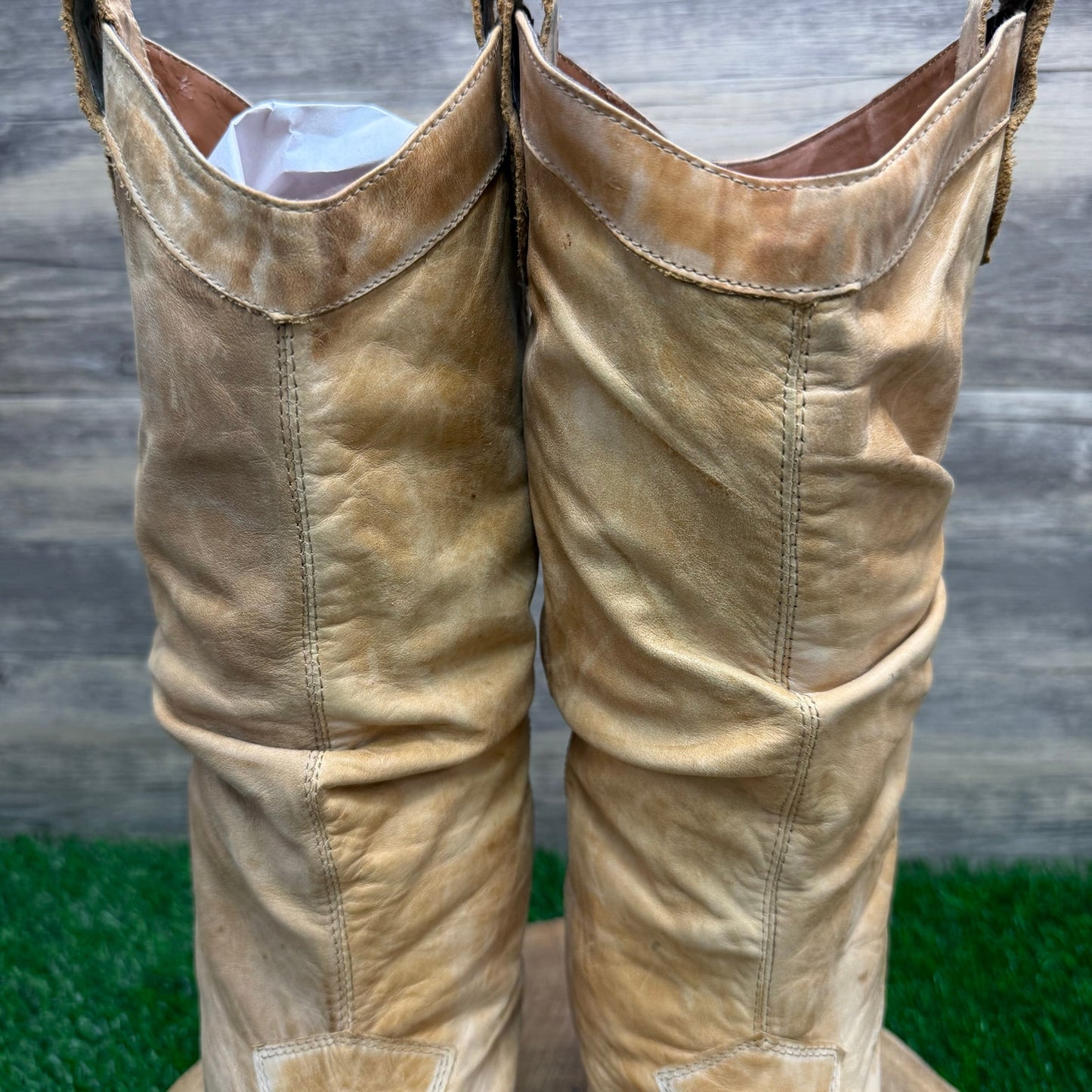 Aldo Women - Size 8 - Distressed Tan Slouch Soft Faux Leather Boots