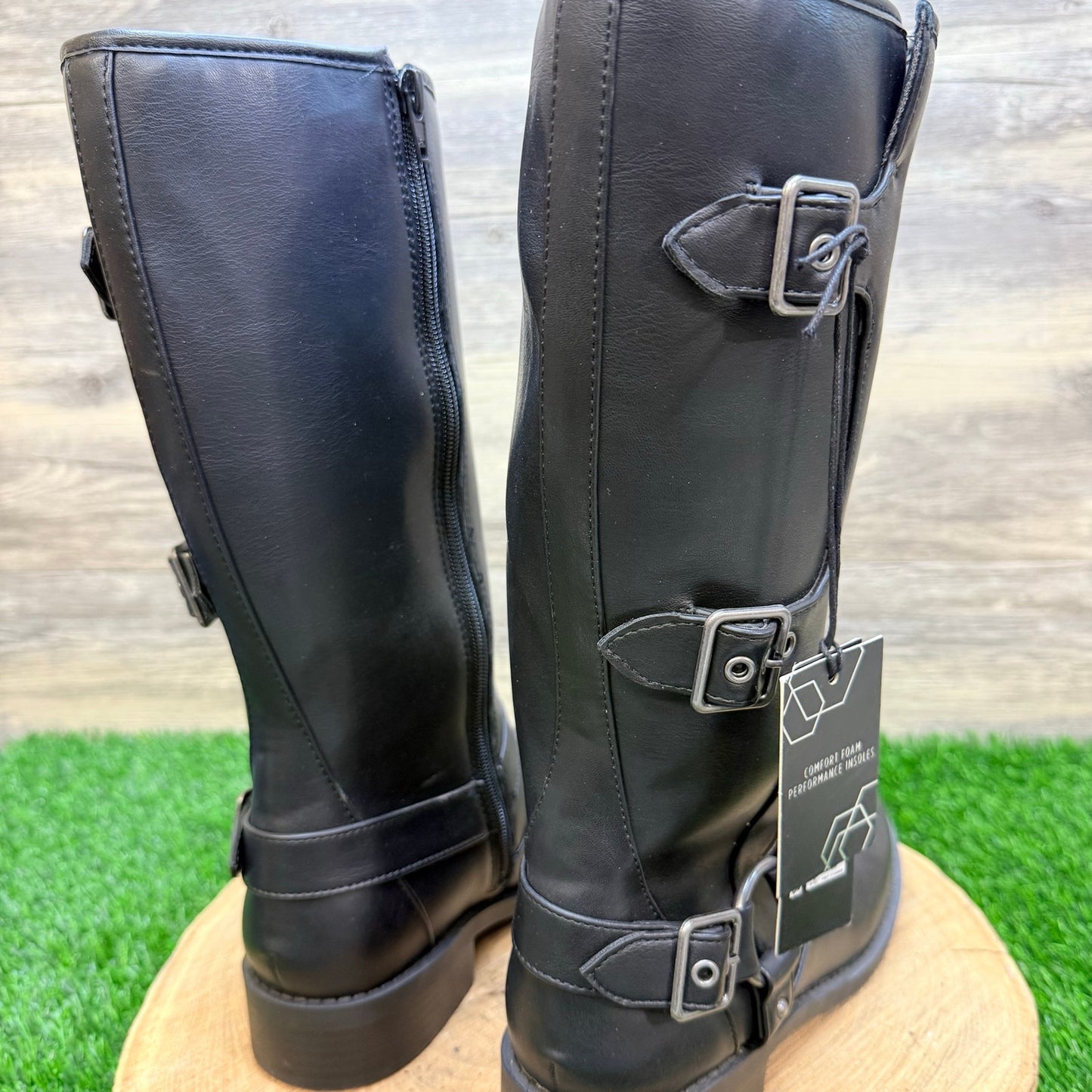 NEW Madden NYC Youth - Size 5 - Black Faux Leather Tall Fashion Moto Boots