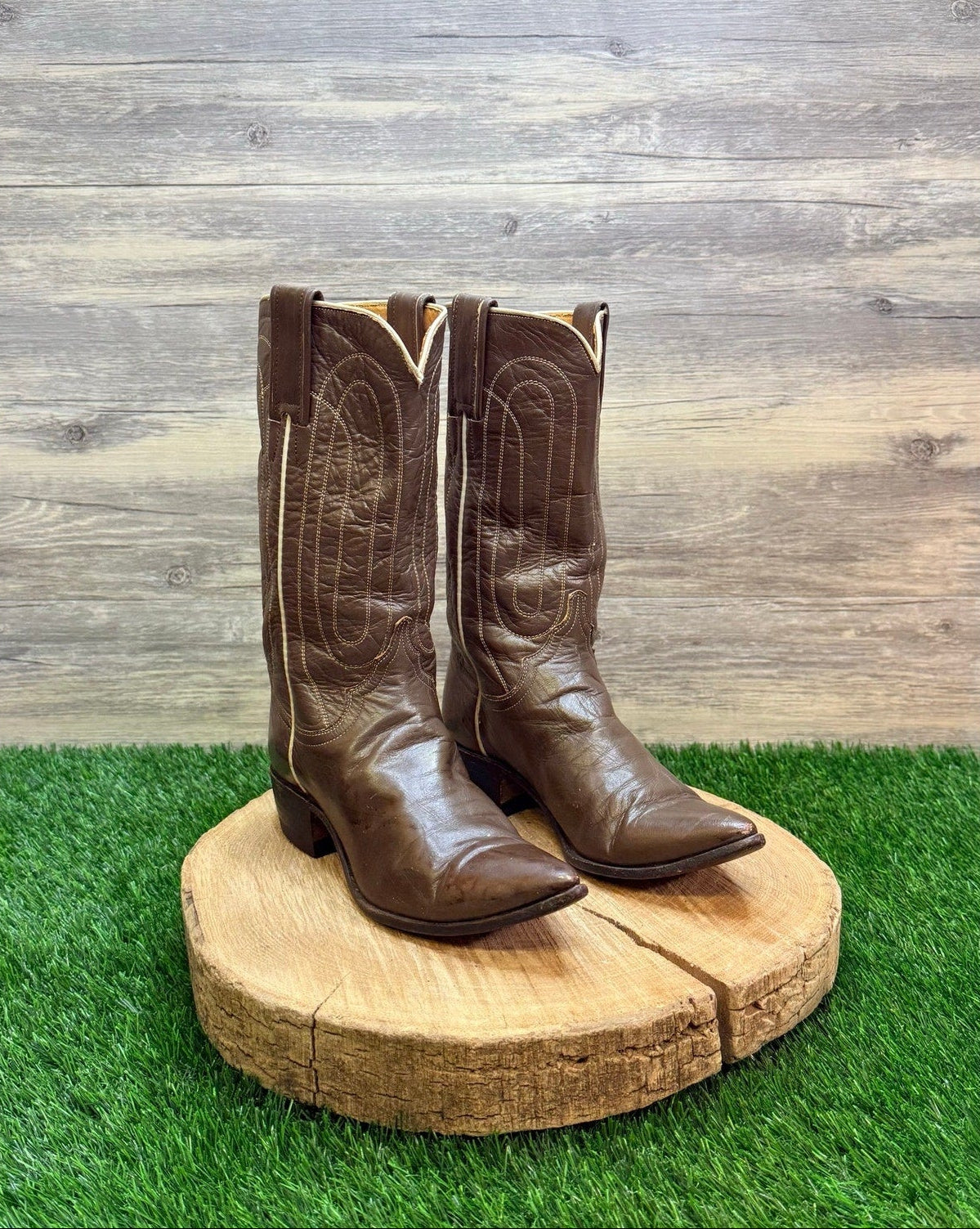 Justin Women / Youth - Size 5C / 1.5 - Vintage Brown Western Cowboy Boots L-4003