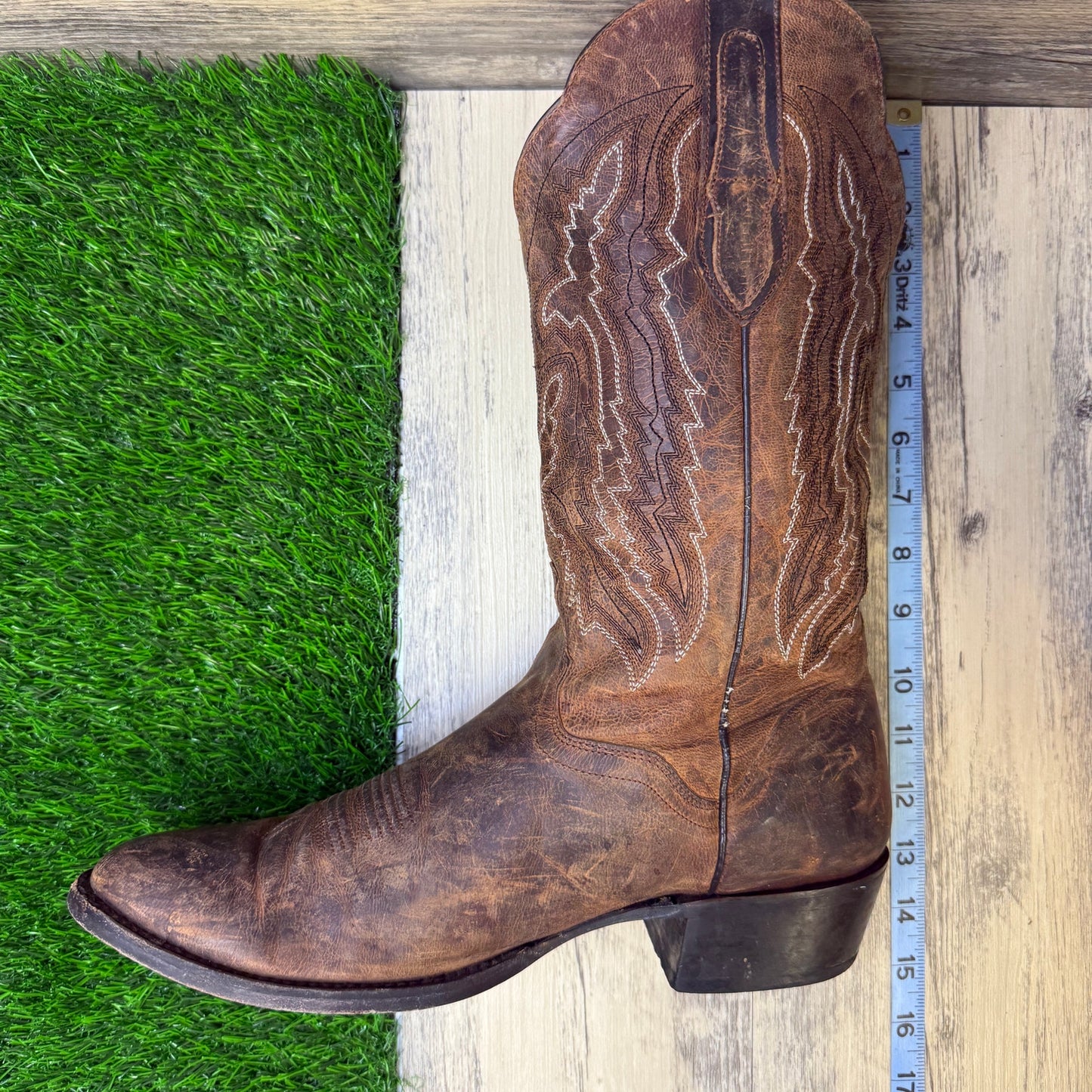 JB Dillon Men - Size 10D - Brown Goat Skin Cowboy Boots Style JBM3205