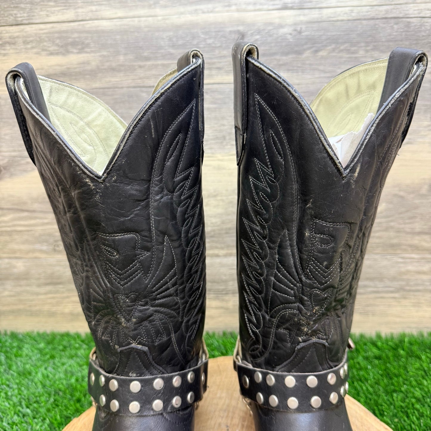 La Riga Men - Size 8 - Black Eagle Harness Cowboy Boots 105