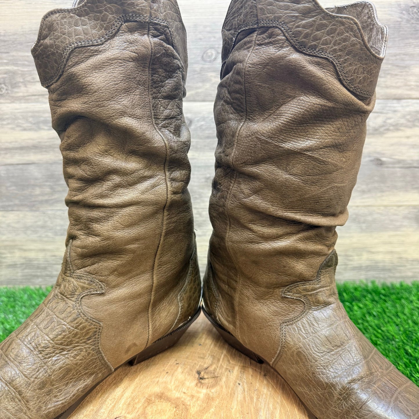 Zodiac Women - Size 6.5 - Brown Gator Print Toe Plate Slouch Cowboy Boots