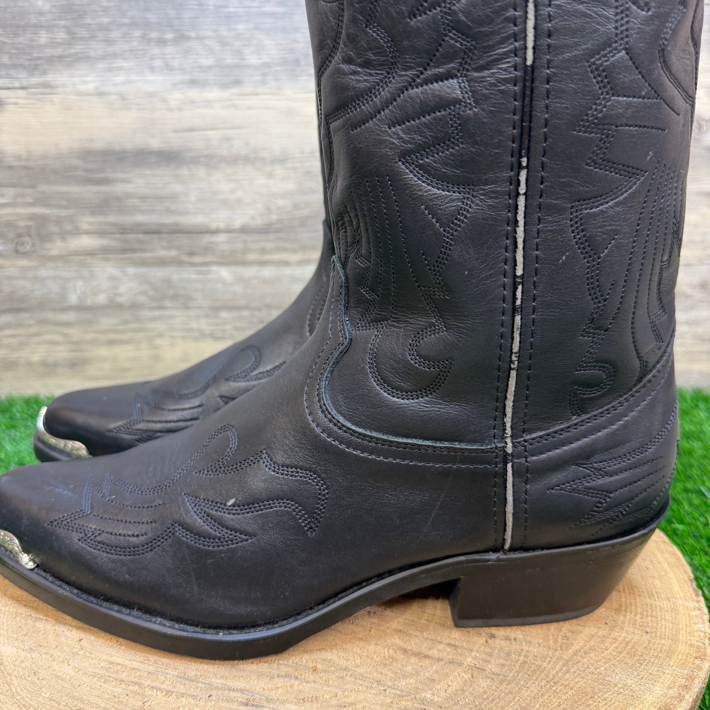 Durango Men - Size 10.5D - Black Toe Plate Western Cowboy Boots Style TR750