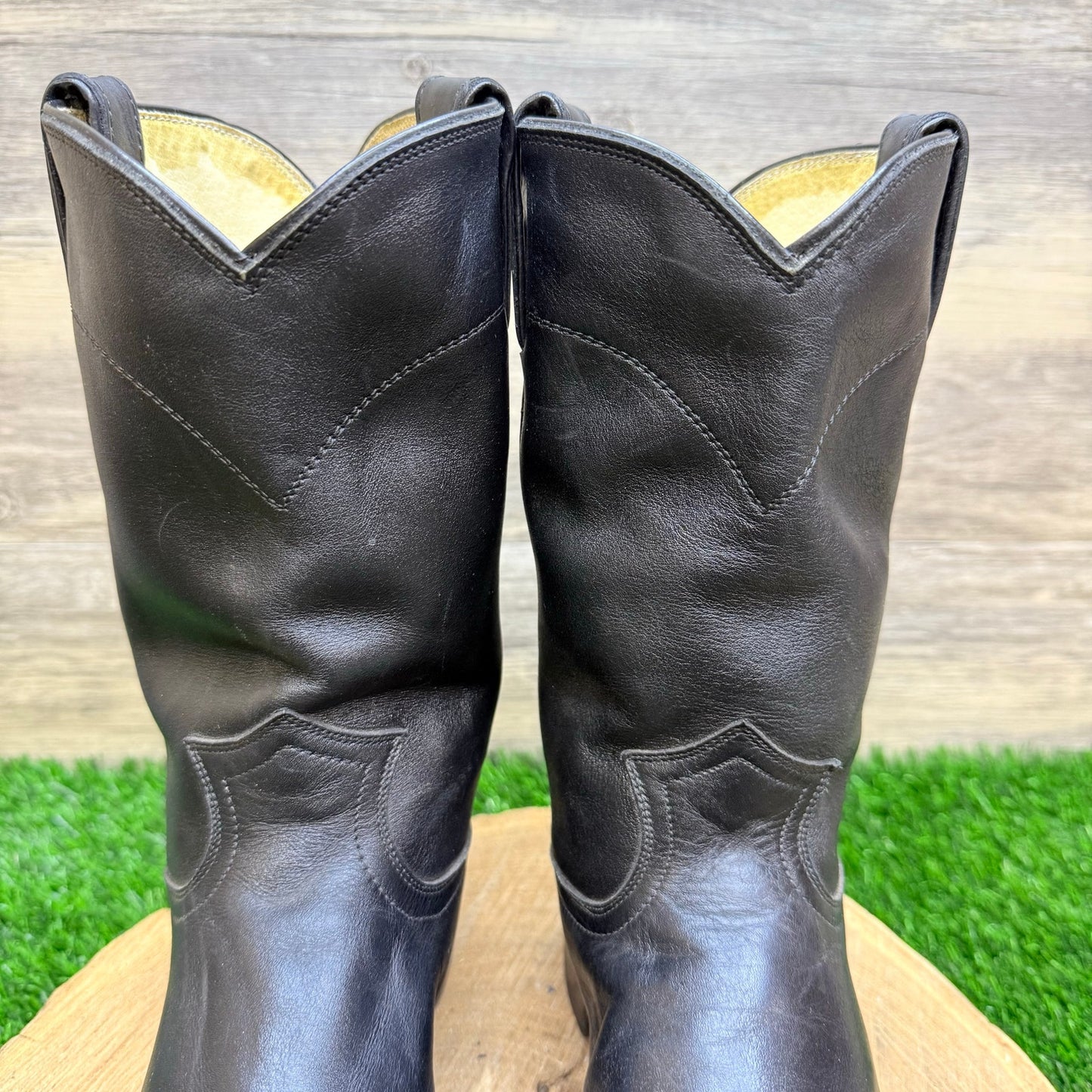 Justin Women - Size 7C - Vintage Black Roper Western Cowboy Boots Style L3703