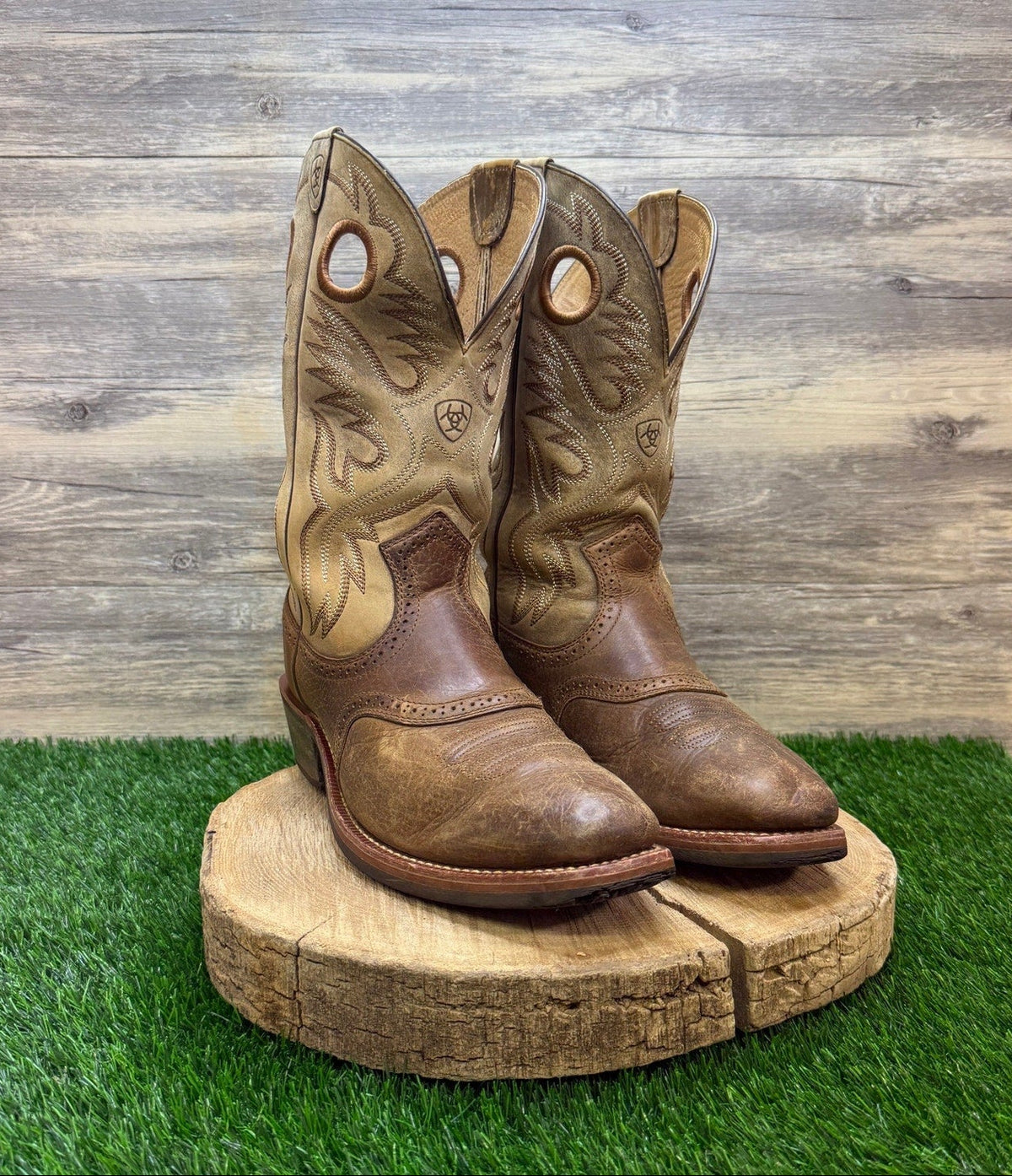 Ariat Men - Size 10.5EE - Two Tone Brown Square Toe Cowboy Boots 10002230
