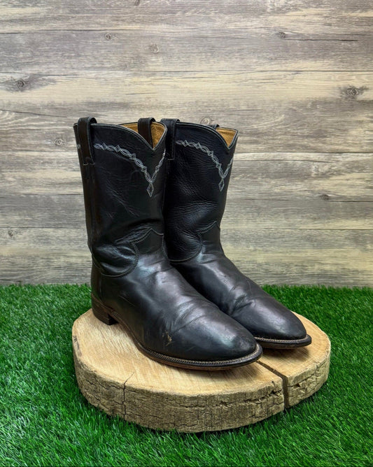 Justin Men - Size 10.5EE - Black Brock Roper Cowboy Boots Style 3233