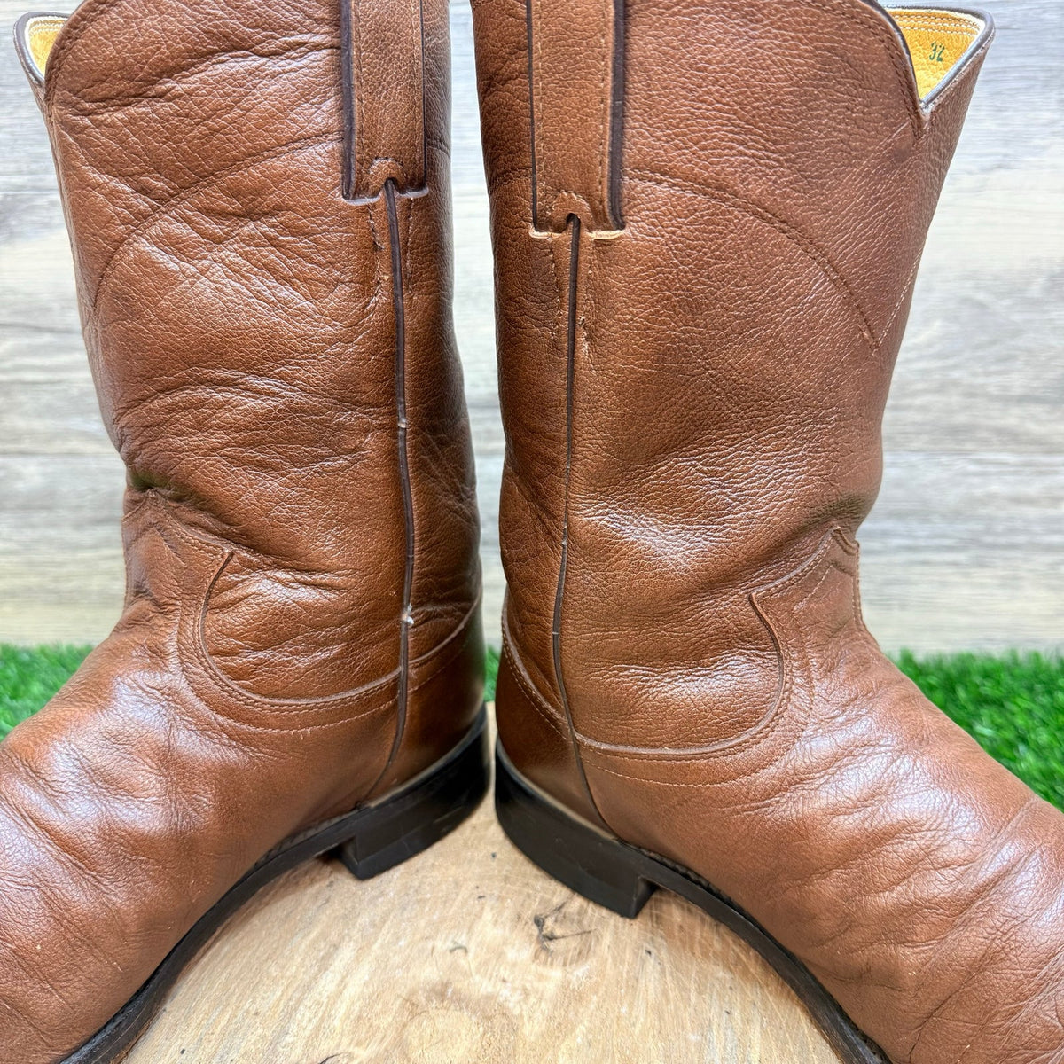 Justin Men - Size 10D - Vintage Burnt Sienna Roper Western Cowboy Boots 3714