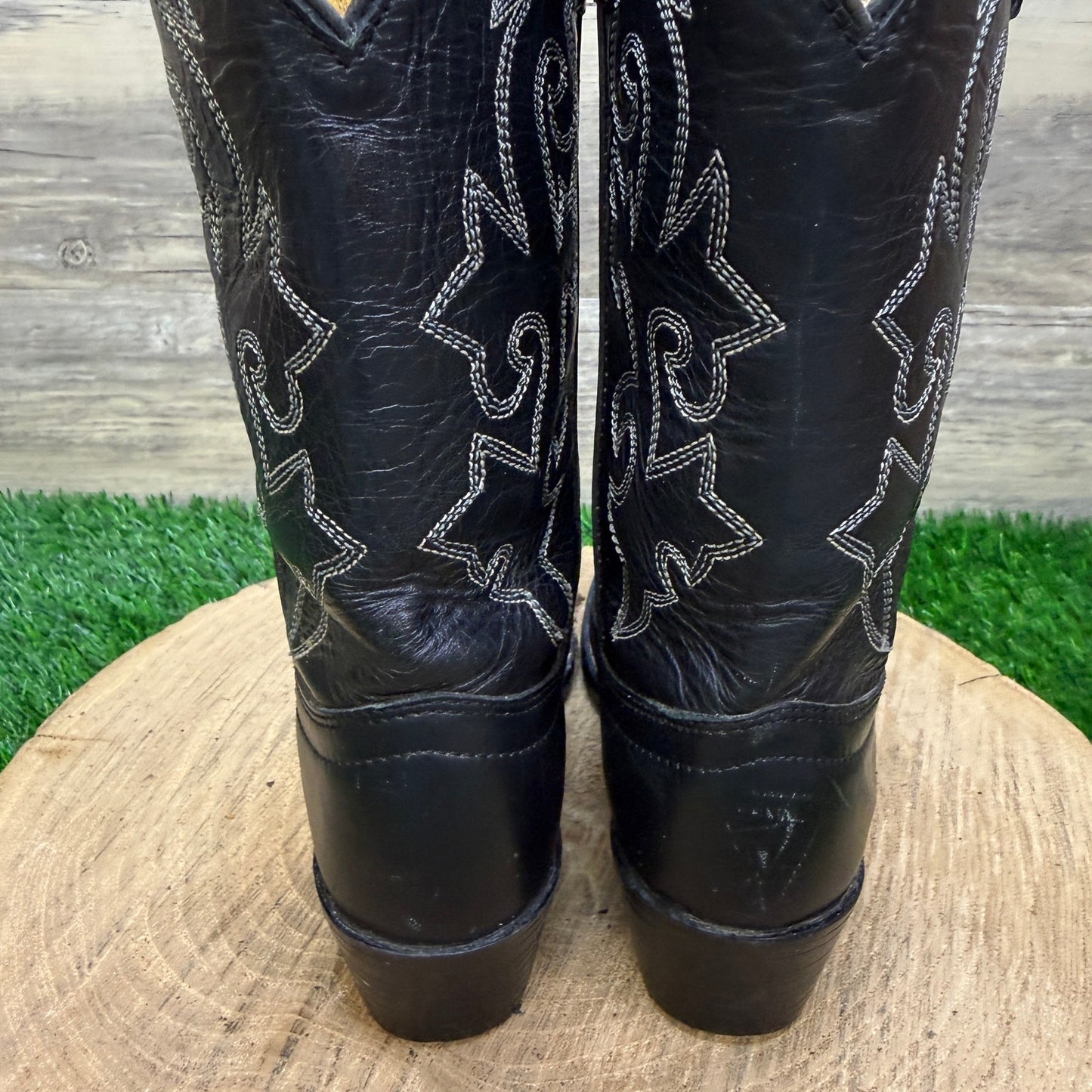 Justin Youth - Size 1.5D - Black Western Cowboy Boots Style 6001Y