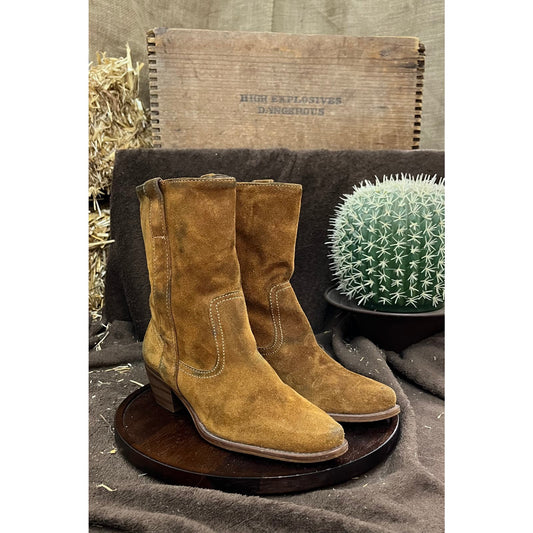 Steve Madden Women - Size 8M - Tan Suede Ankle Cowboy Boots
