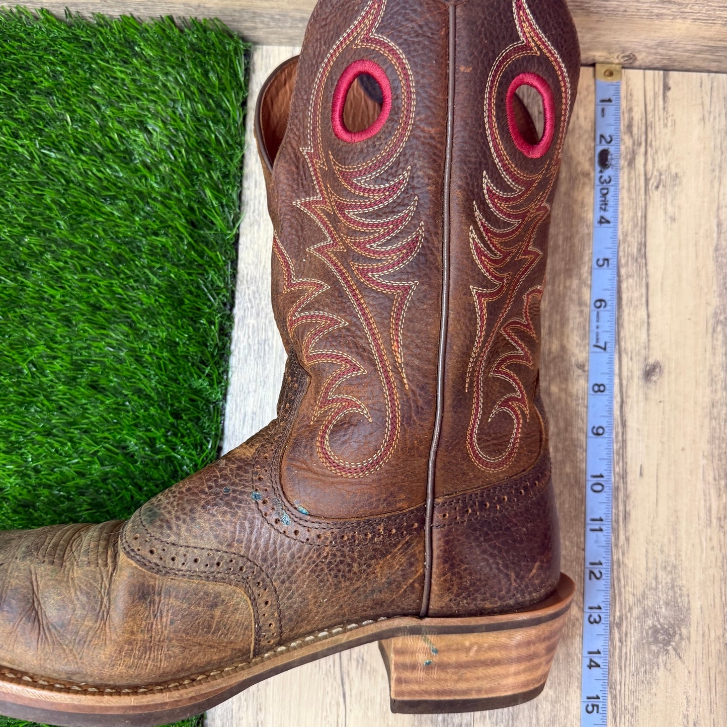 Ariat Men - Size 13D - Brown/Red Square Toe Western Cowboy Boots Style 10012788