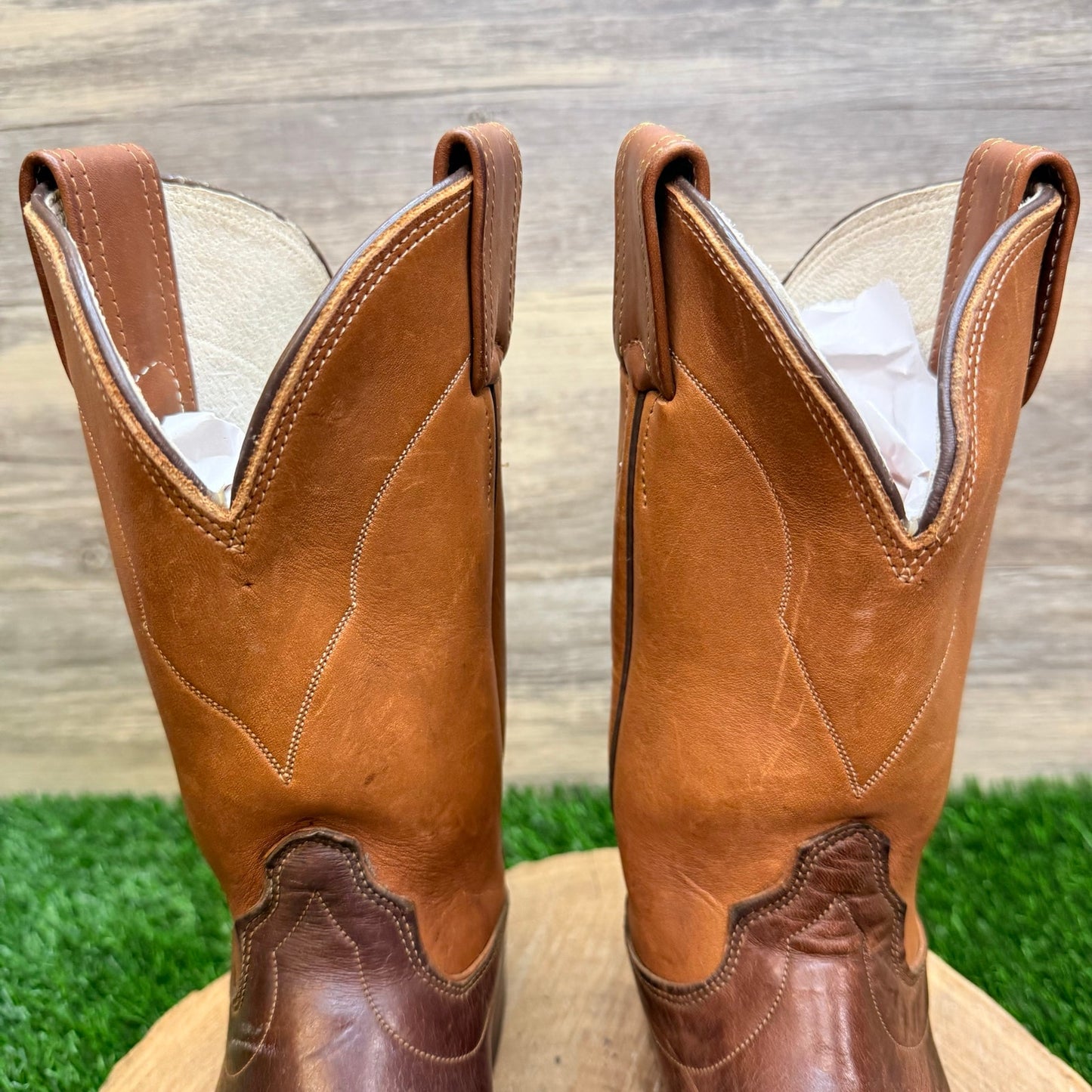 Olathe Women - Size 5.5B - Vintage Two Tone Brown Western Cowboy Boots 6725
