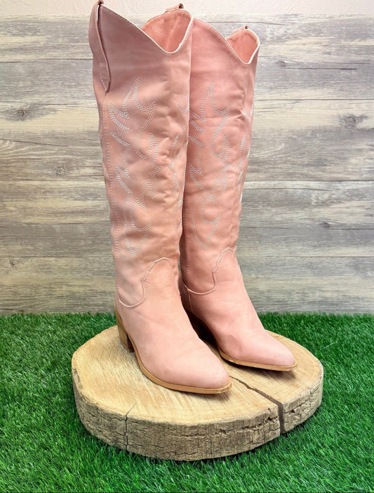 Billini Women - Size 6 - Rose Tall Shaft Faux Leather Cowboy Boots