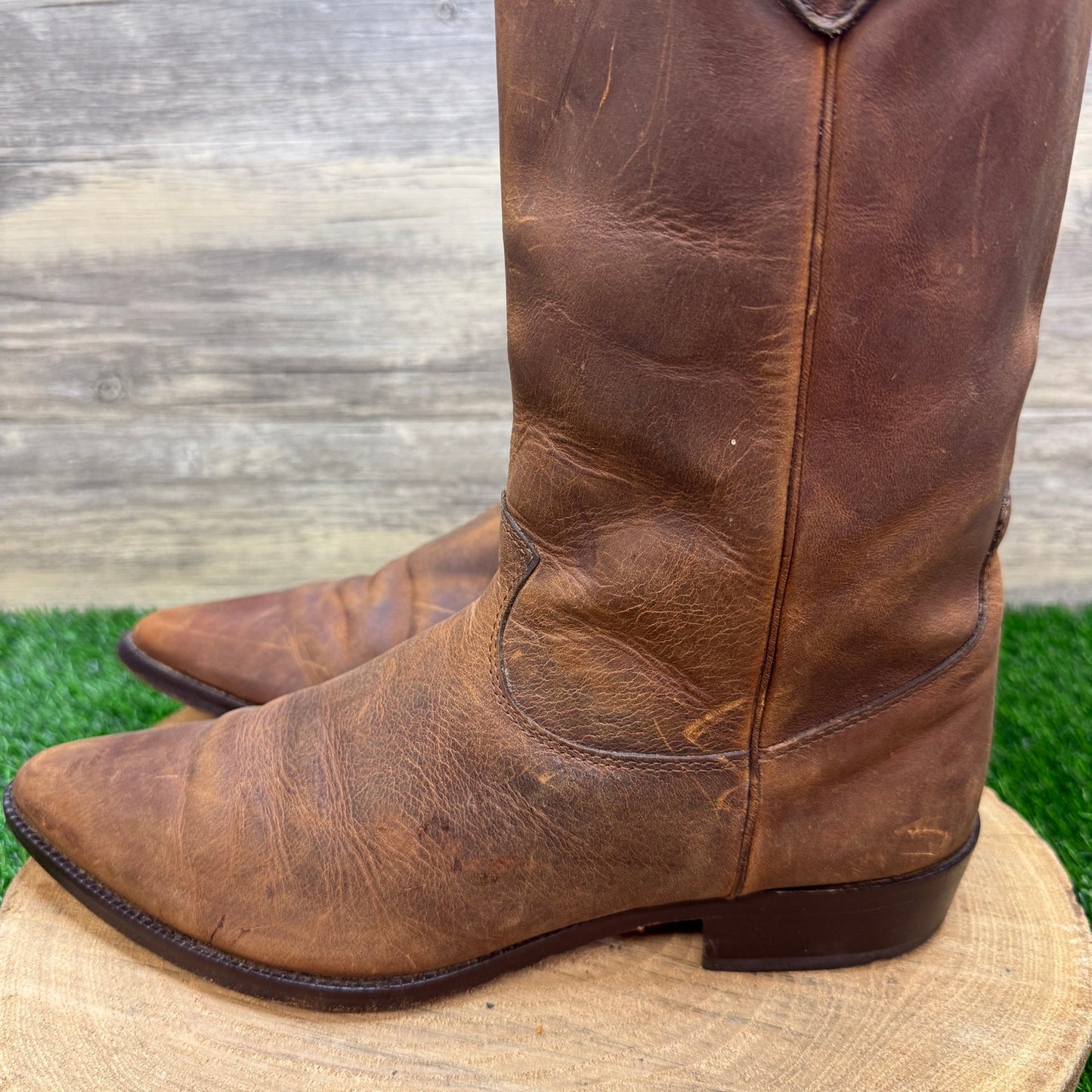 Zodiac Men - Size 9.5M - Vintage Brown Western Cowboy Boots Style 9603