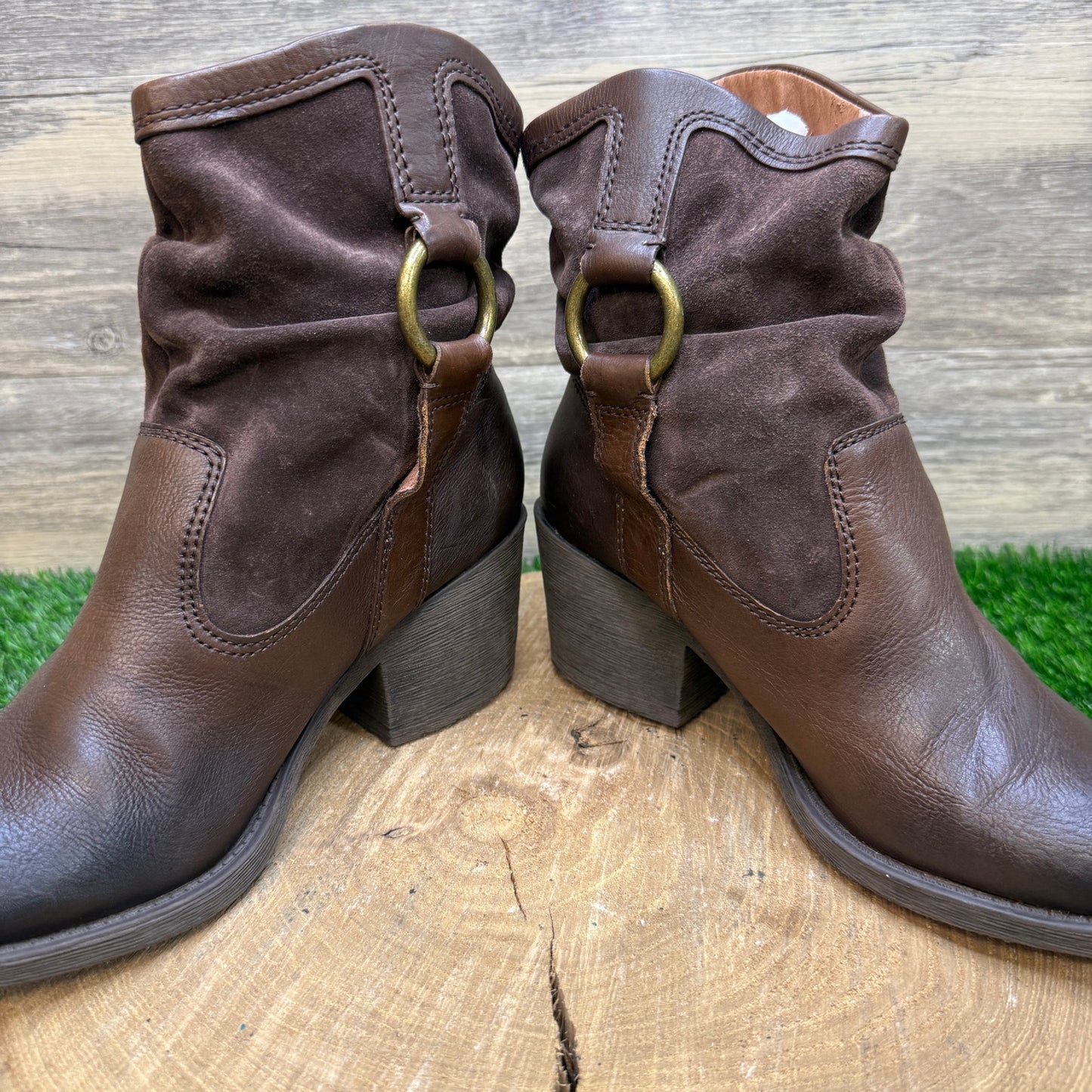 Lucky Brand Women - Size 9M - Dark Brown Suede Harness Ankle Boots