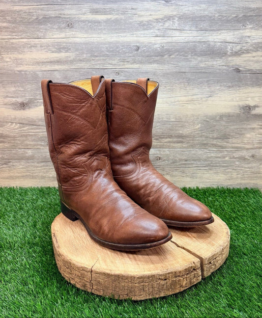 Justin Men - Size 10D - Vintage Burnt Sienna Roper Western Cowboy Boots 3714