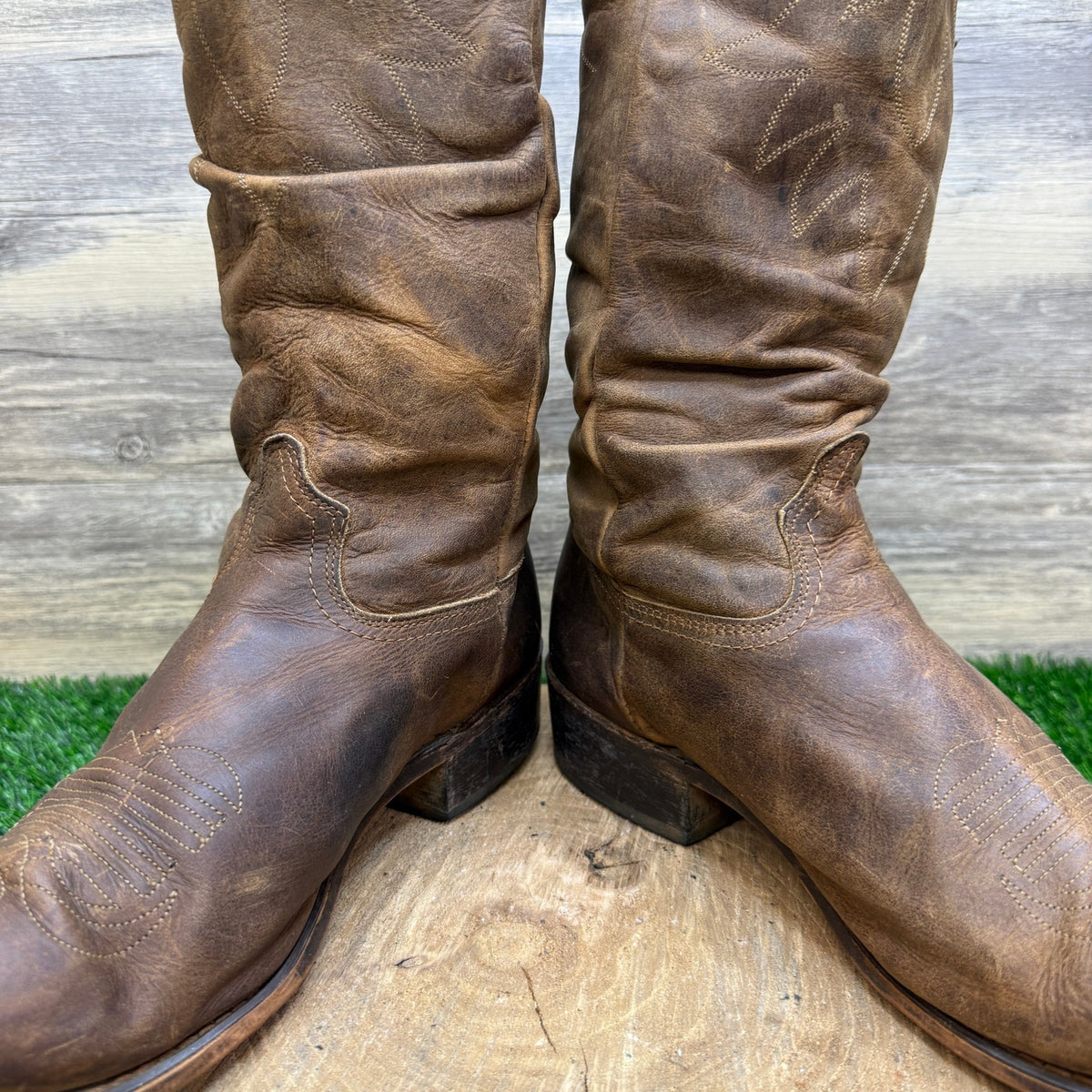 Durango Men - Size 10.5EE - Brown Slouch Toe Plate Western Cowboy Boots 1297