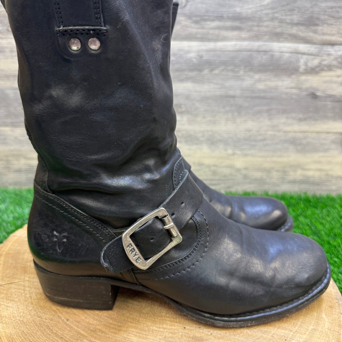 Frye Women - Size 6.5B - Black Martina Engineer Moto Boots Style 76920