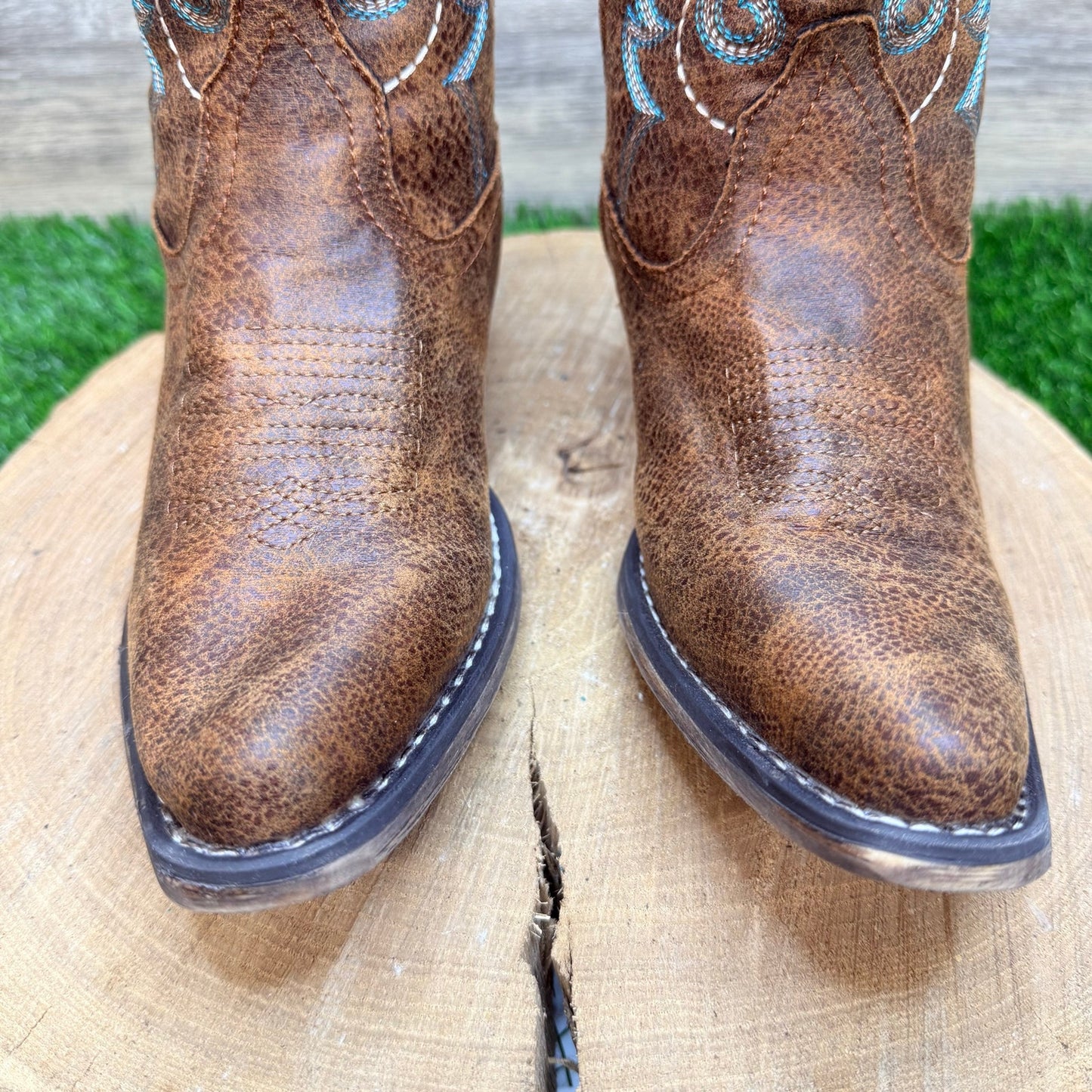 Roper Women - Size 7.5 - Distressed Brown Ankle Faux Zipper Boots