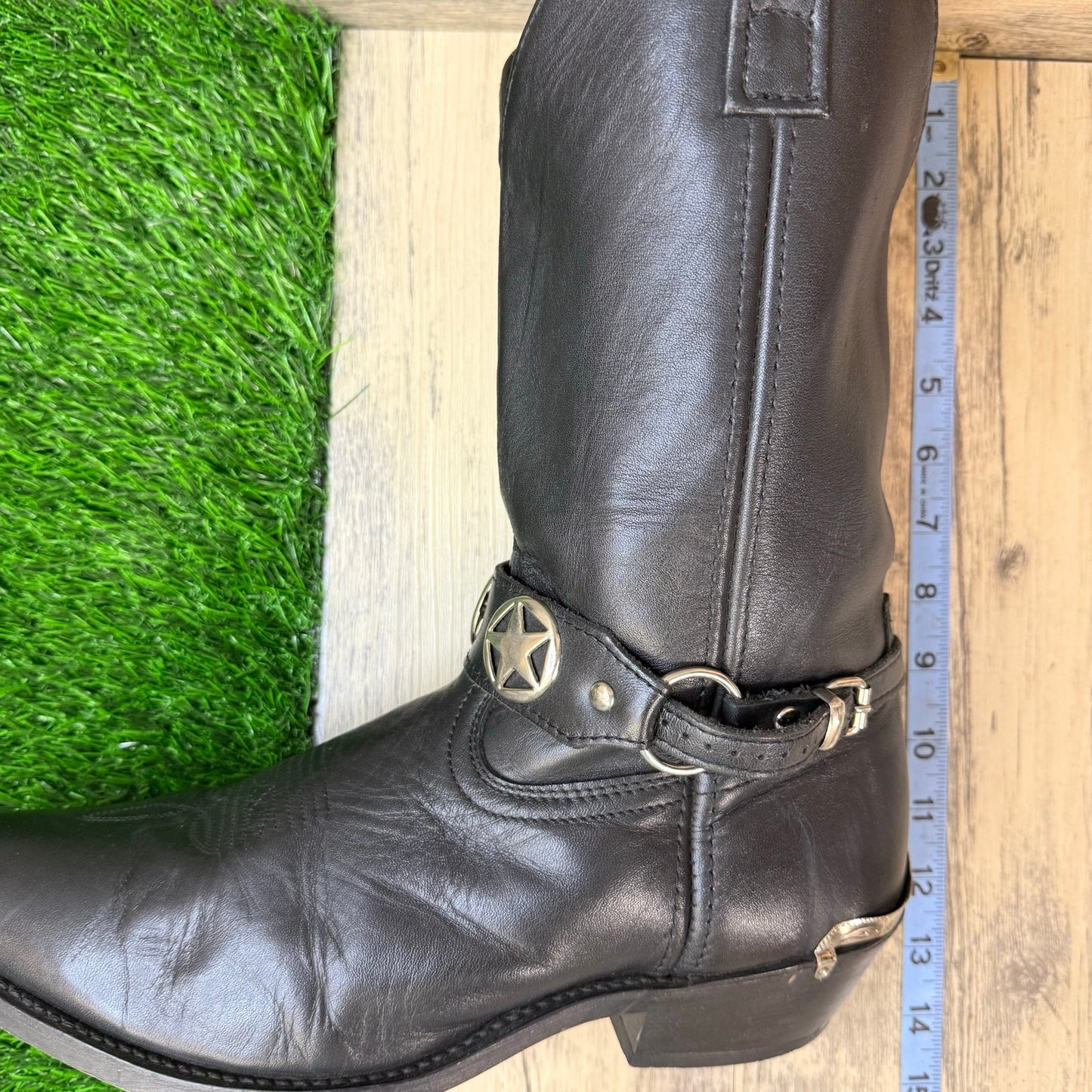 Masterson Men - Size 10.5EW - Black Harness Toe Plate Cowboy Boots RB919