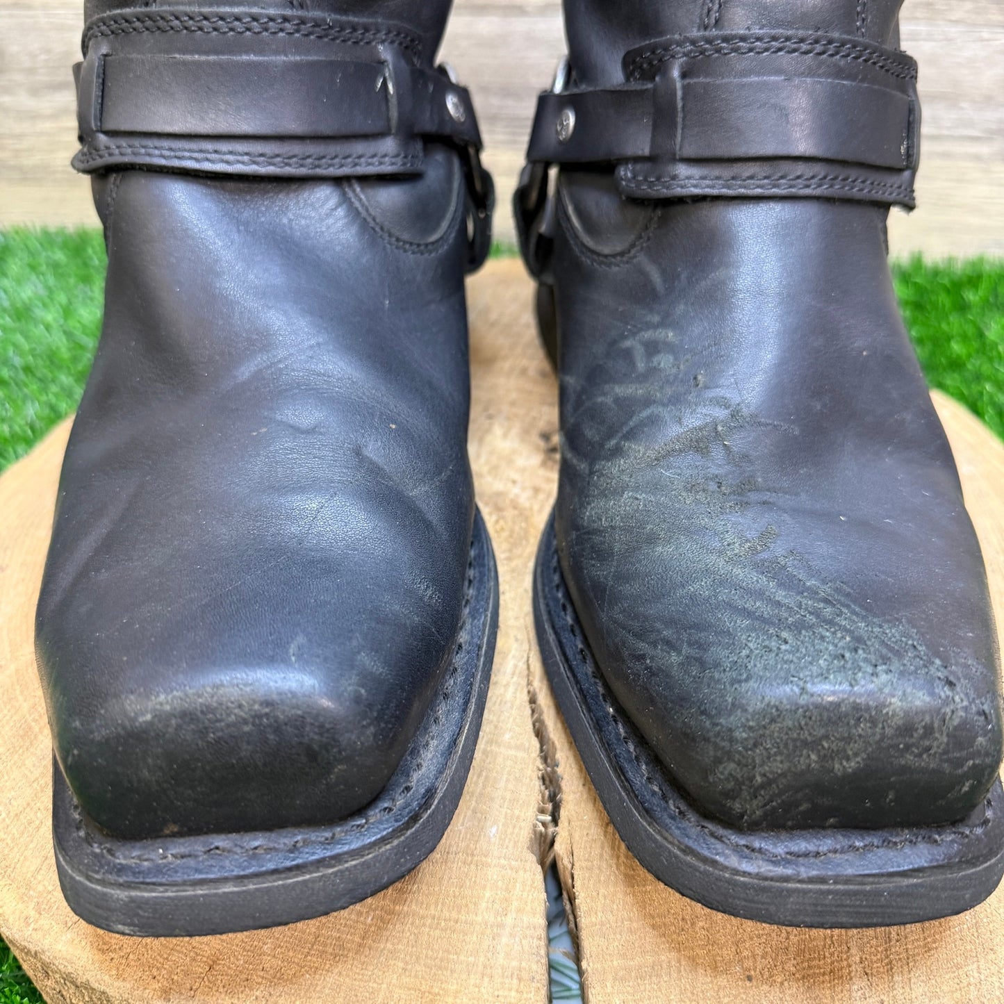 Harley Davidson Men - Size 12M - Black Buckle Moto Boots Style D93315