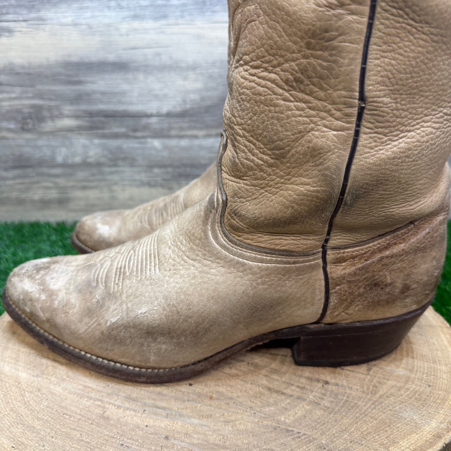 Abilene Men - Size 10.5D - Beige Soft Skin Western Cowboy Boots Style 6600
