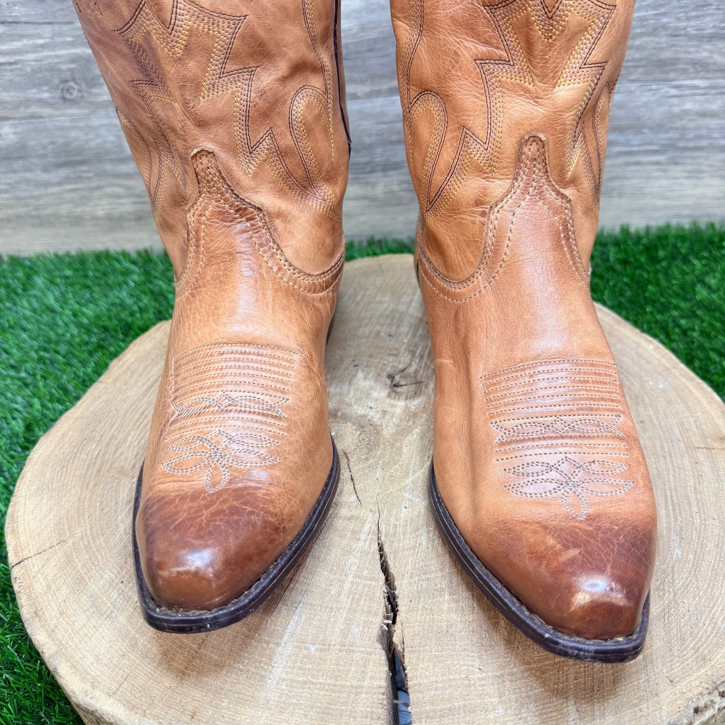 Nocona Women - Size 8B - Tan Snip Toe Western Cowboy Boots NL1600