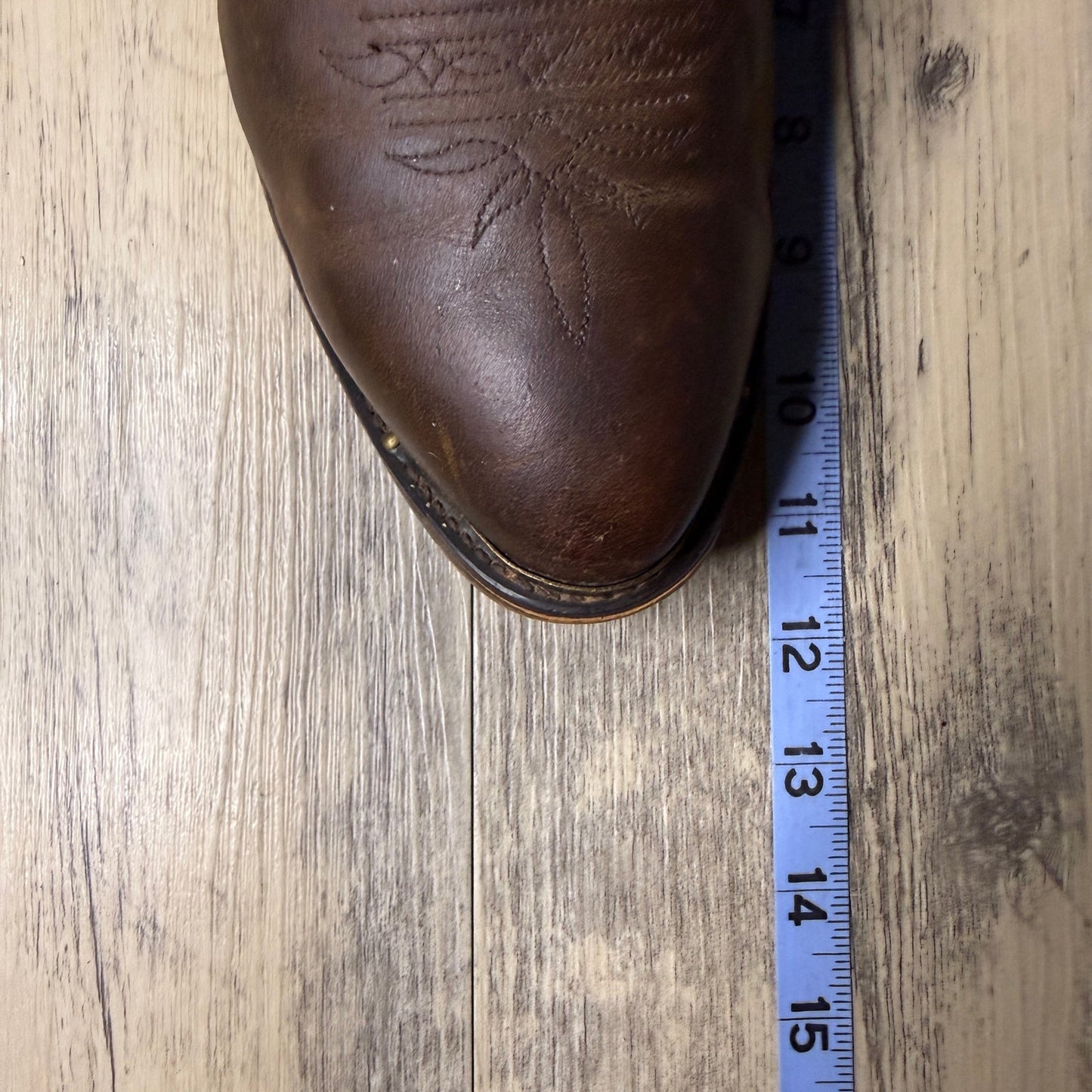 Road Wolf Men - Size 9.5W - Brown Slouch Toe Plate Cowboy Boots Style 1232