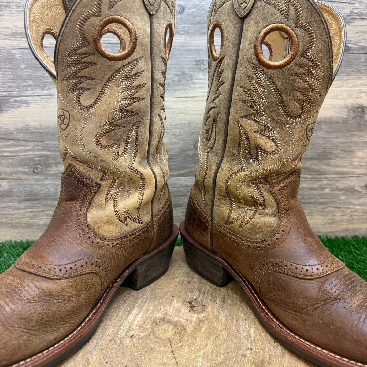 Ariat Men - Size 10.5EE - Two Tone Brown Square Toe Cowboy Boots 10002230