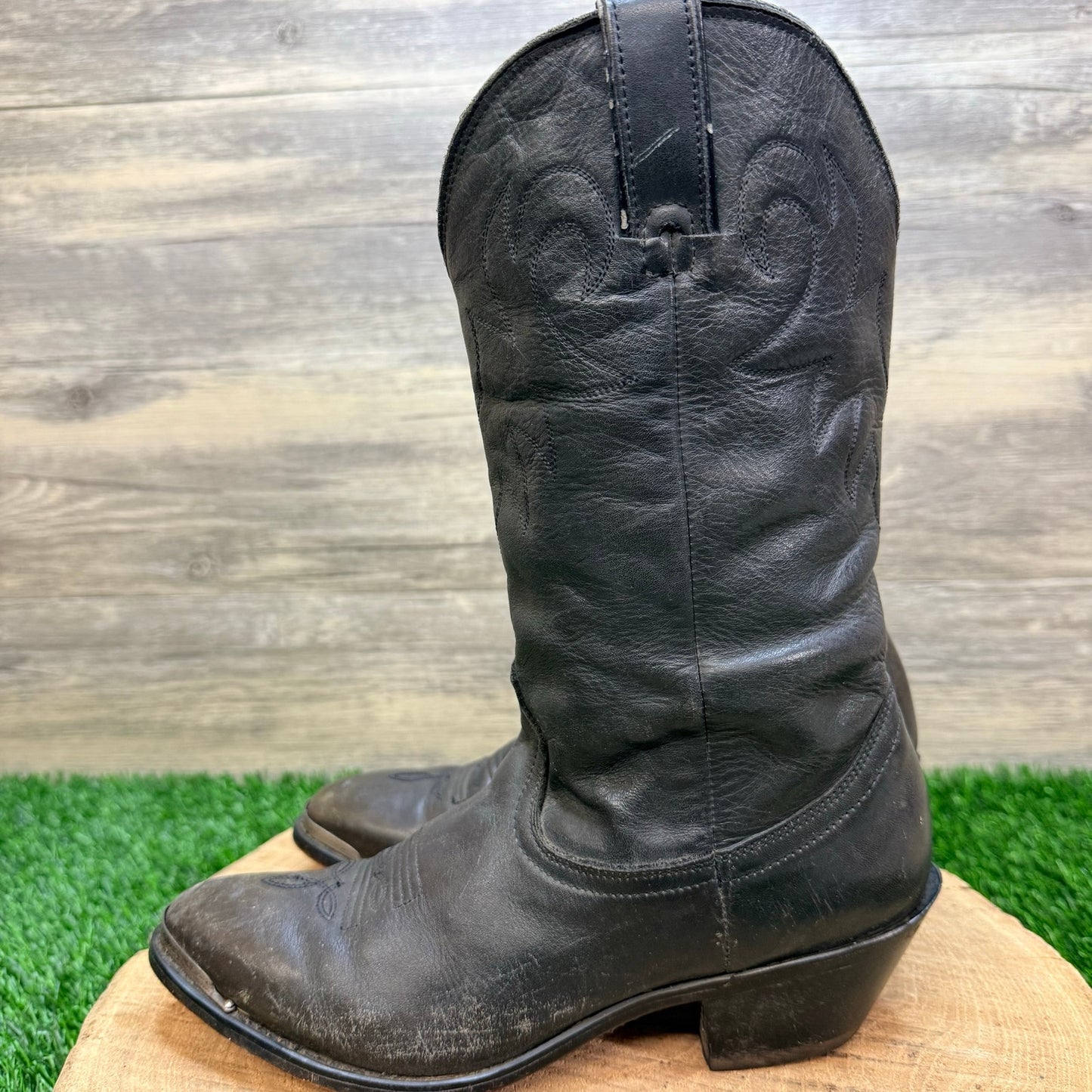 Durango Women - Size 7M - Vintage Black Toe Plate Western Cowboy Boots RP540