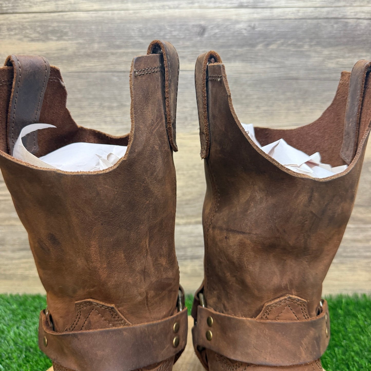 Dingo Men - Size 9EW Brown Gaucho Harness Square Toe Moto Boots DI19074