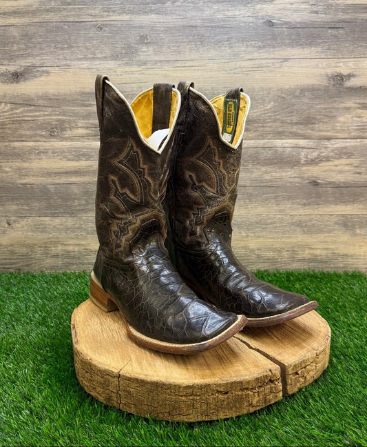 Old Corral Men - Size 7.5 - Dark Brown Exotic Print Square Toe Cowboy Boots