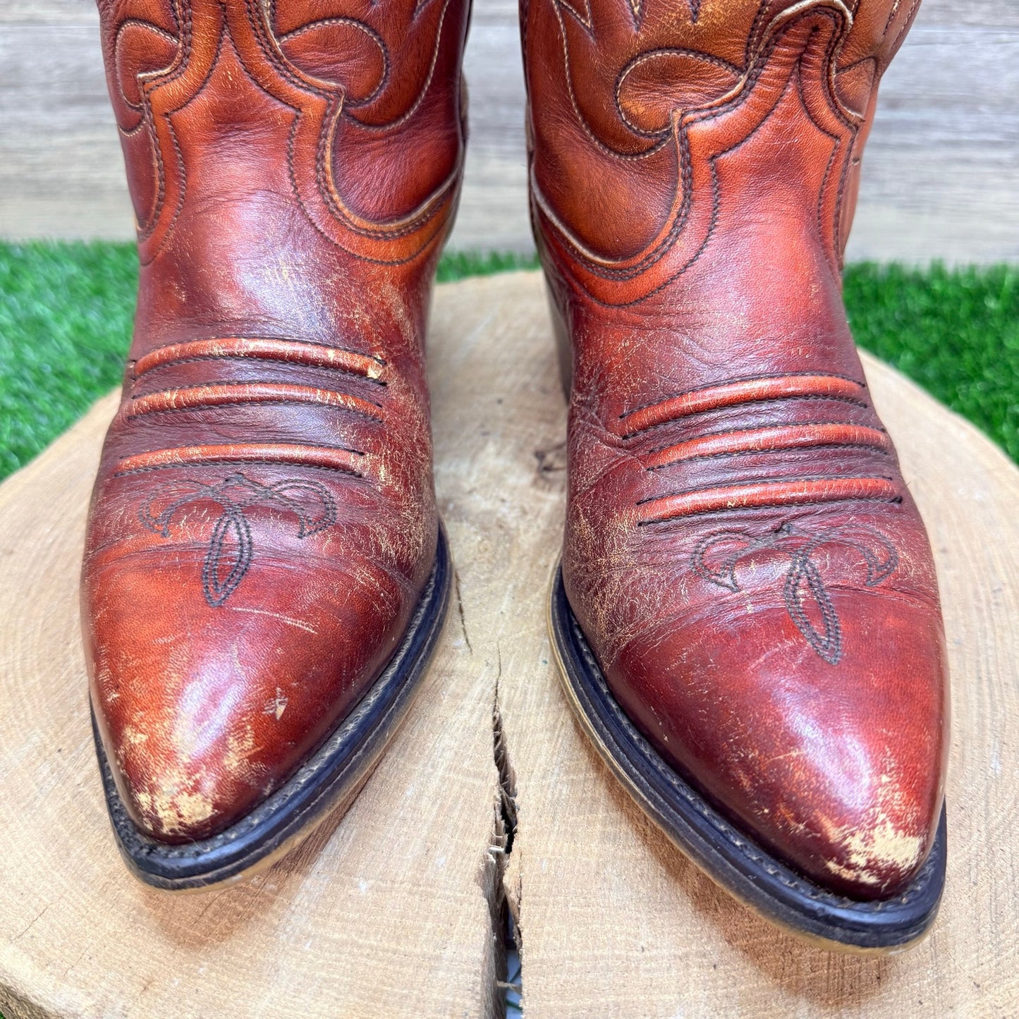 Dingo Men - Size 7.5D - Women 8.5 - Vintahe Copper Flame Cowboy Boots 7779