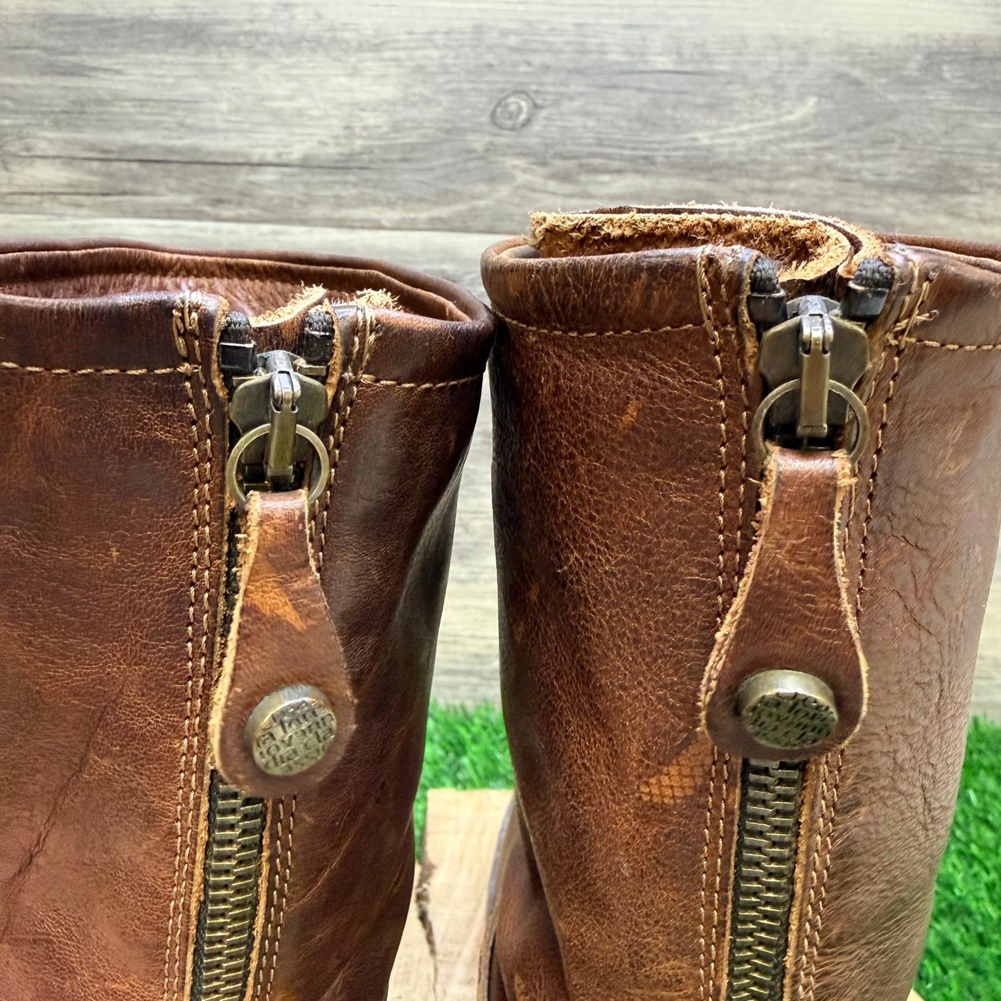 Fabianelli Women - Size 7 / 37 - Brown Harness Zipper Boots C160