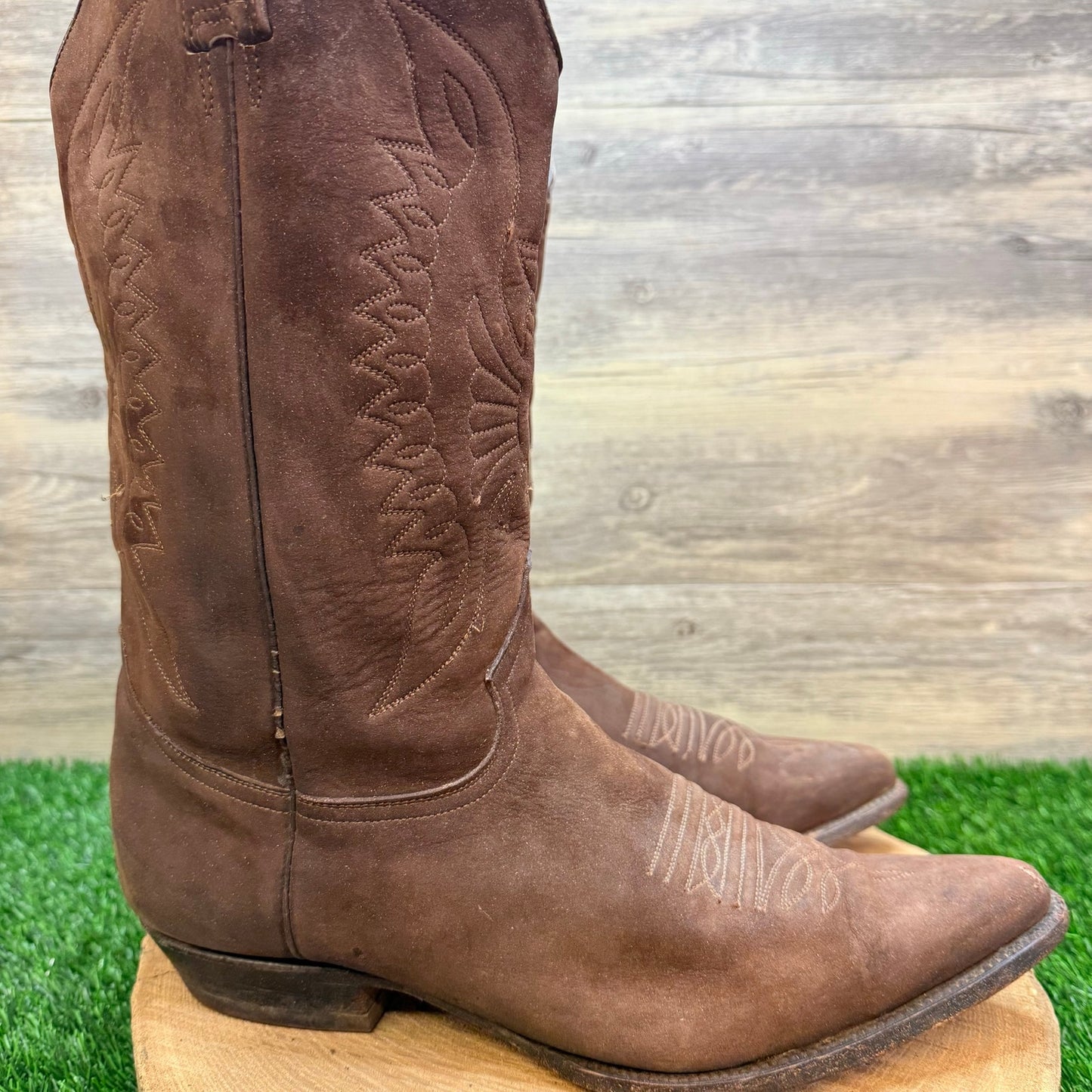 Rudel Men - Size 12.5EE - Dark Brown Suede Pointed Cowboy Boots