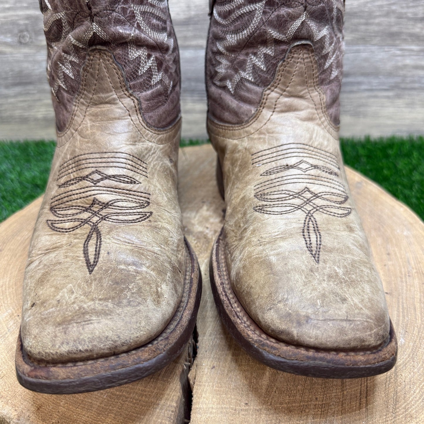 Texas Legacy Youth - Size 7 - Two Tone Brown Square Toe Cowboy Boots