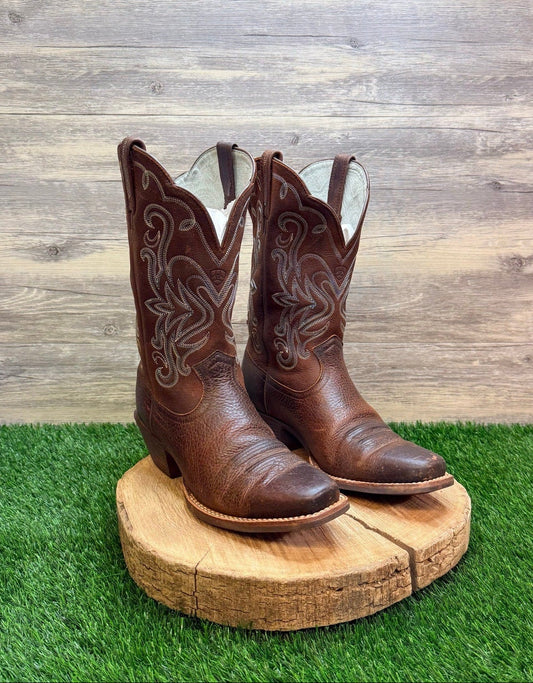 Ariat Women - Size 9.5B - Brown Legend Square Toe Cowboy Boots 10001046