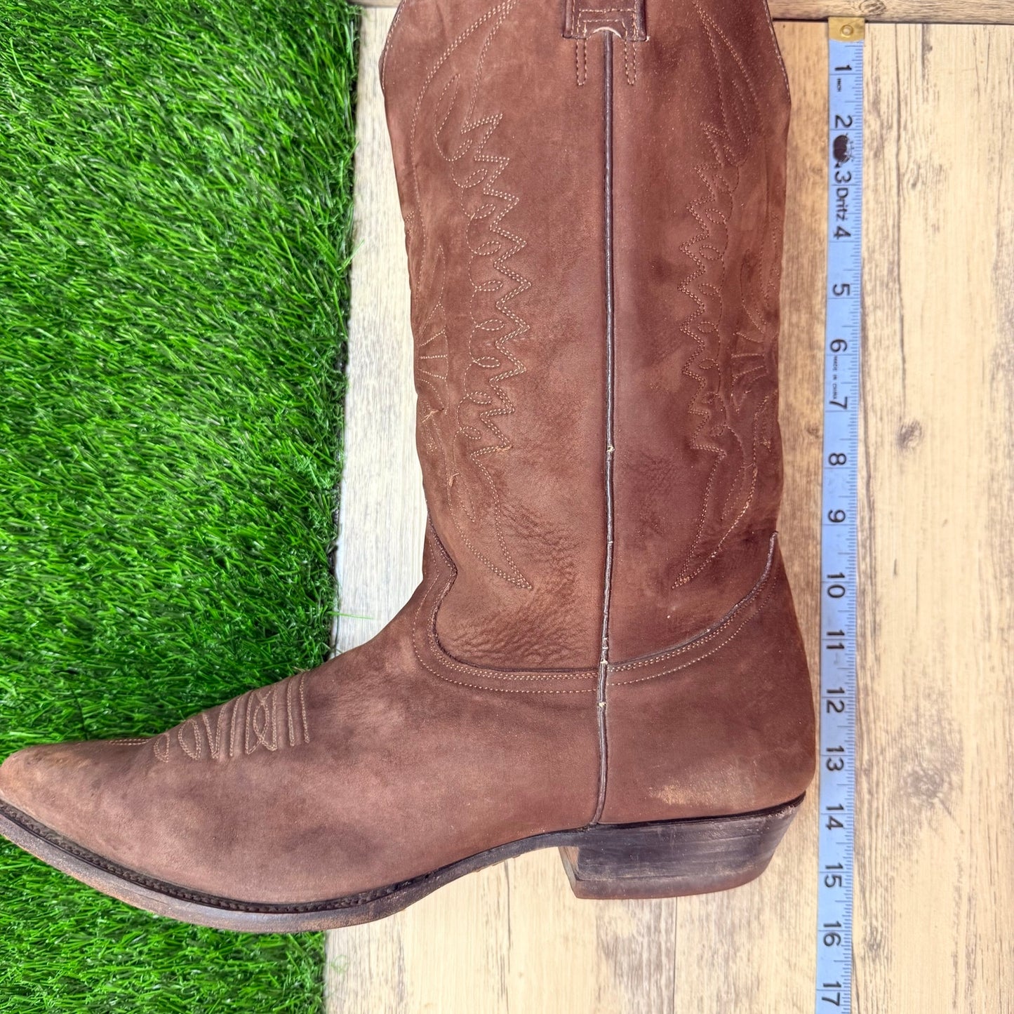 Rudel Men - Size 12.5EE - Dark Brown Suede Pointed Cowboy Boots