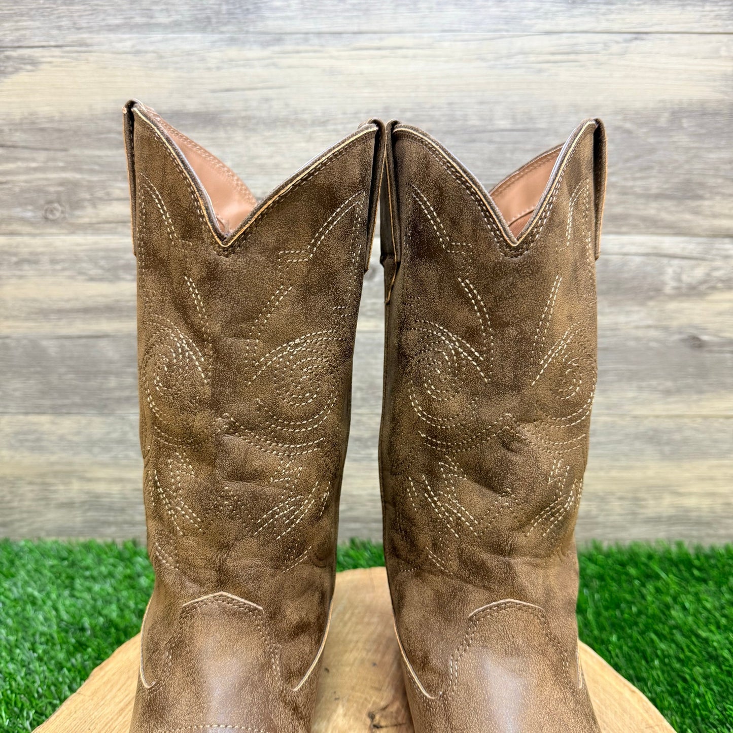 Wonder Nation Youth - Size 6 - Brown Faux Cowboy Boots 28DP059