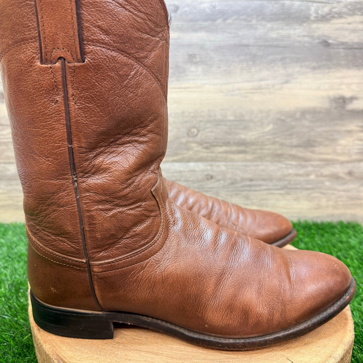 Justin Men - Size 10D - Vintage Burnt Sienna Roper Western Cowboy Boots 3714